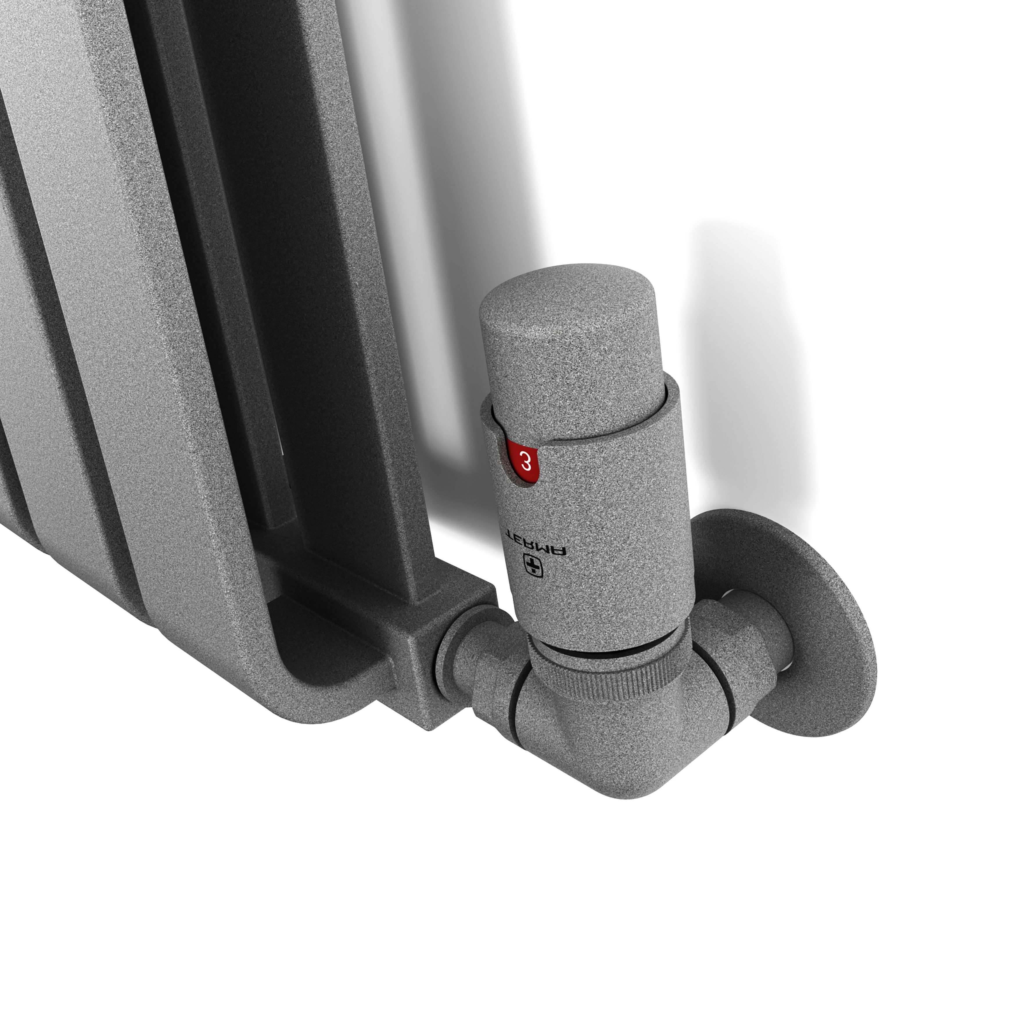 Terma Vision Salt n pepper Left sided Corner Radiator valve & lockshield (Dia)15mm x ½"