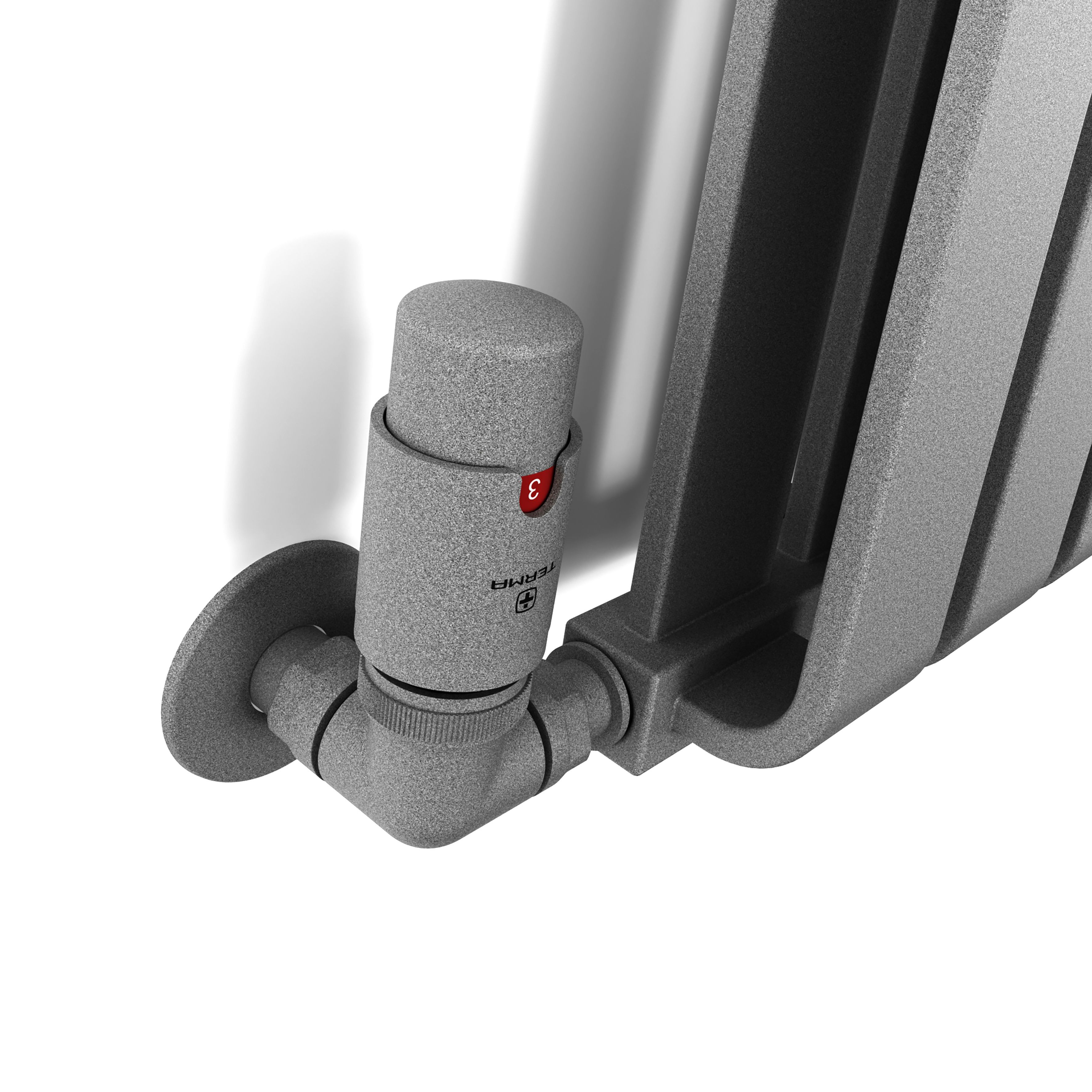 Terma Vision Salt n pepper Right sided Corner Radiator valve & lockshield (Dia)15mm x ½"