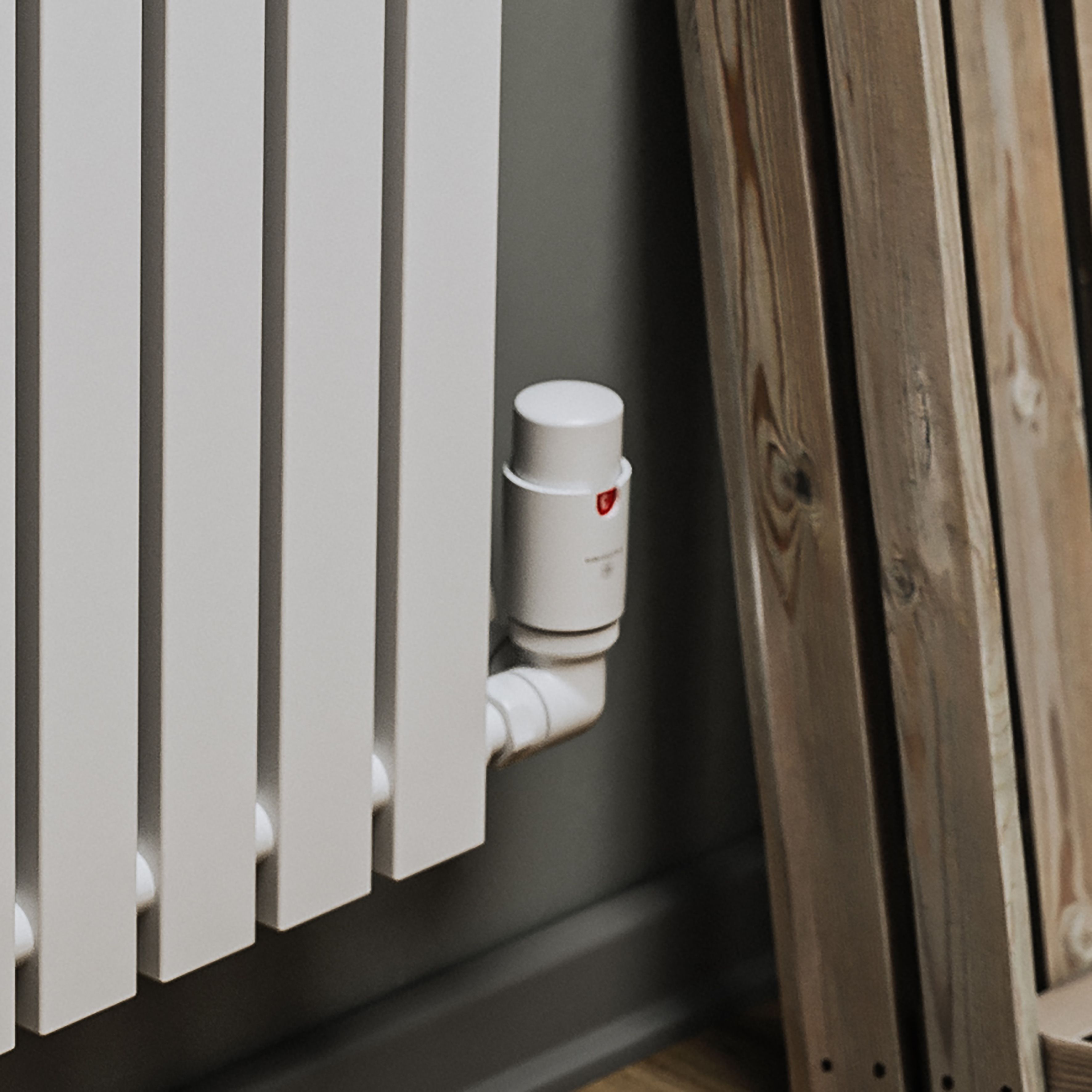 Terma Vision Soft white Left sided Corner Radiator valve & lockshield (Dia)15mm x ½"