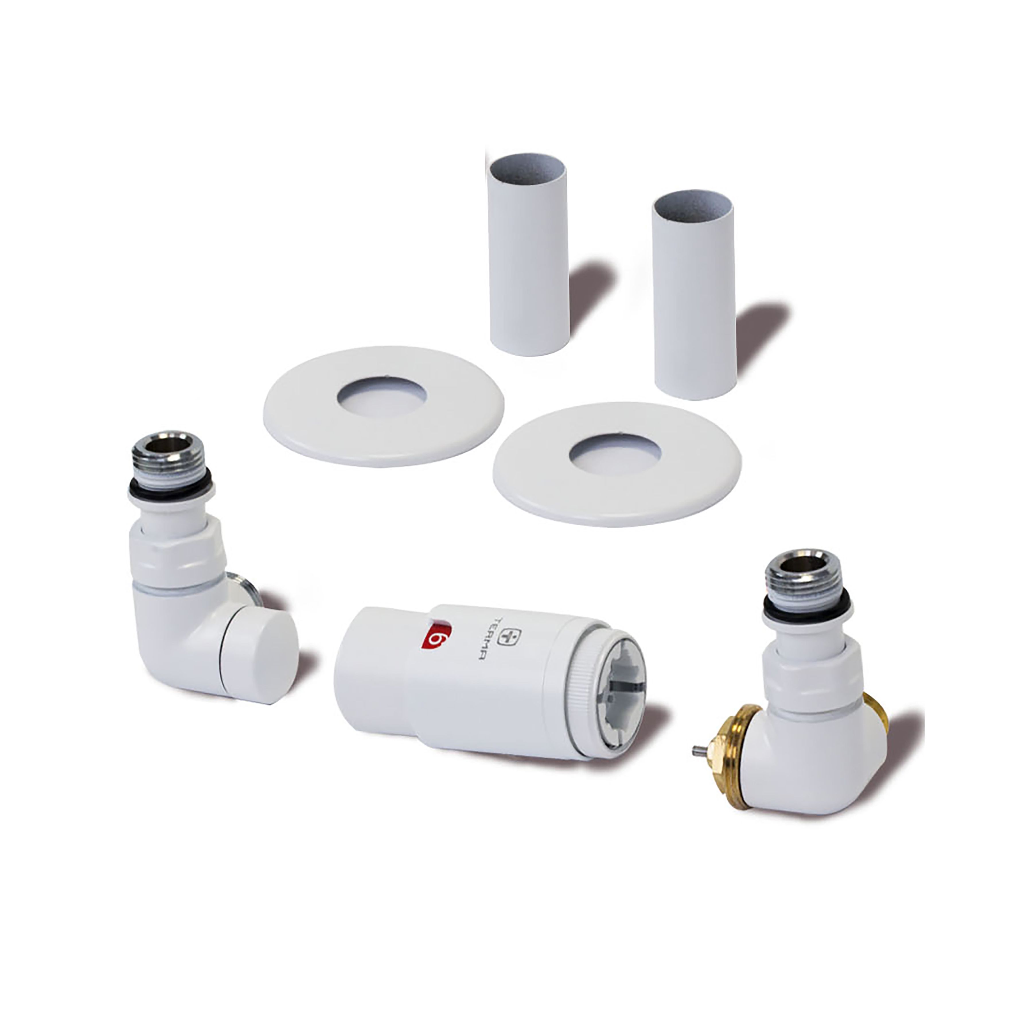 Terma Vision Soft white Right sided Corner Radiator valve & lockshield (Dia)15mm x ½"