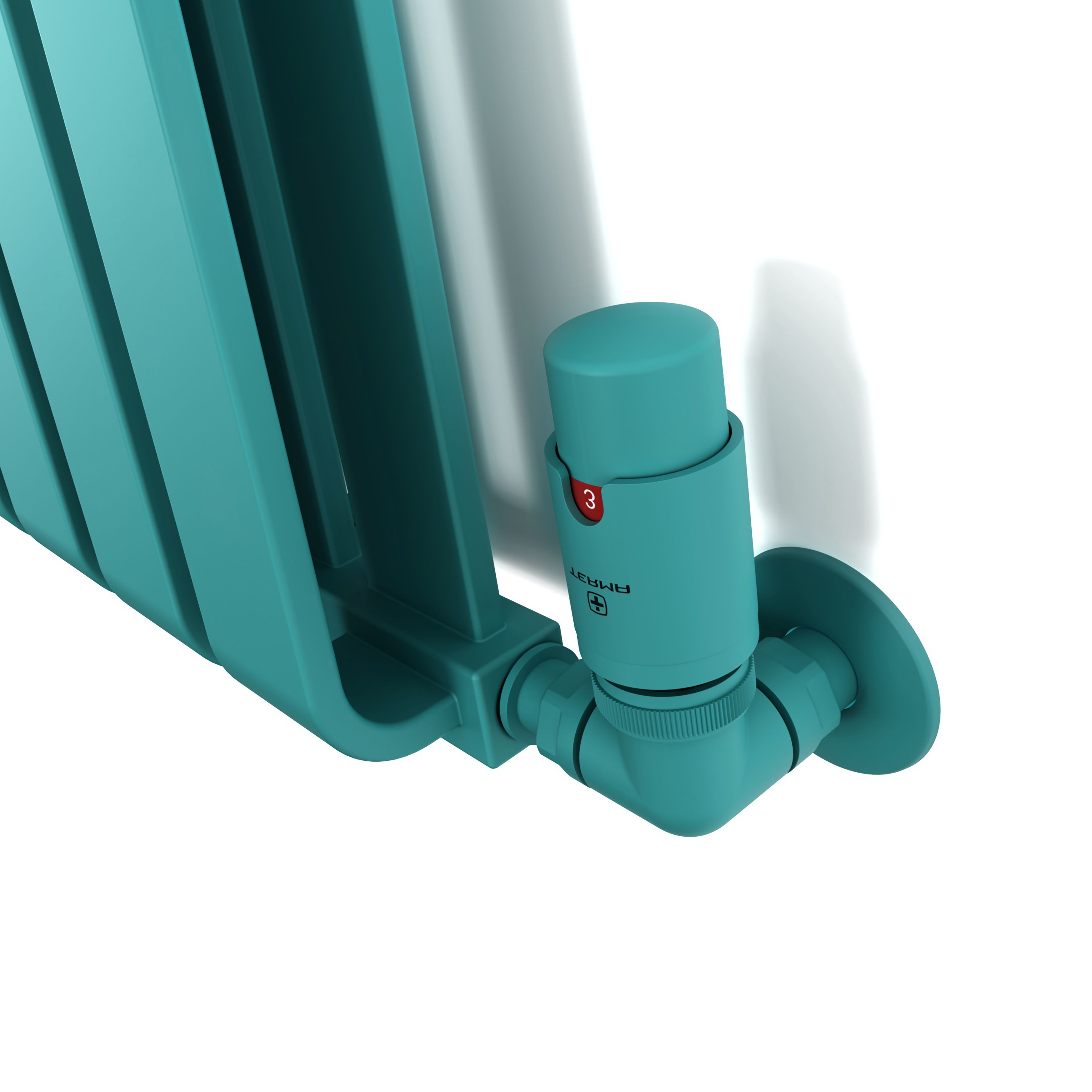 Terma Vision Teal Left sided Corner Radiator valve & lockshield (Dia)15mm x ½"