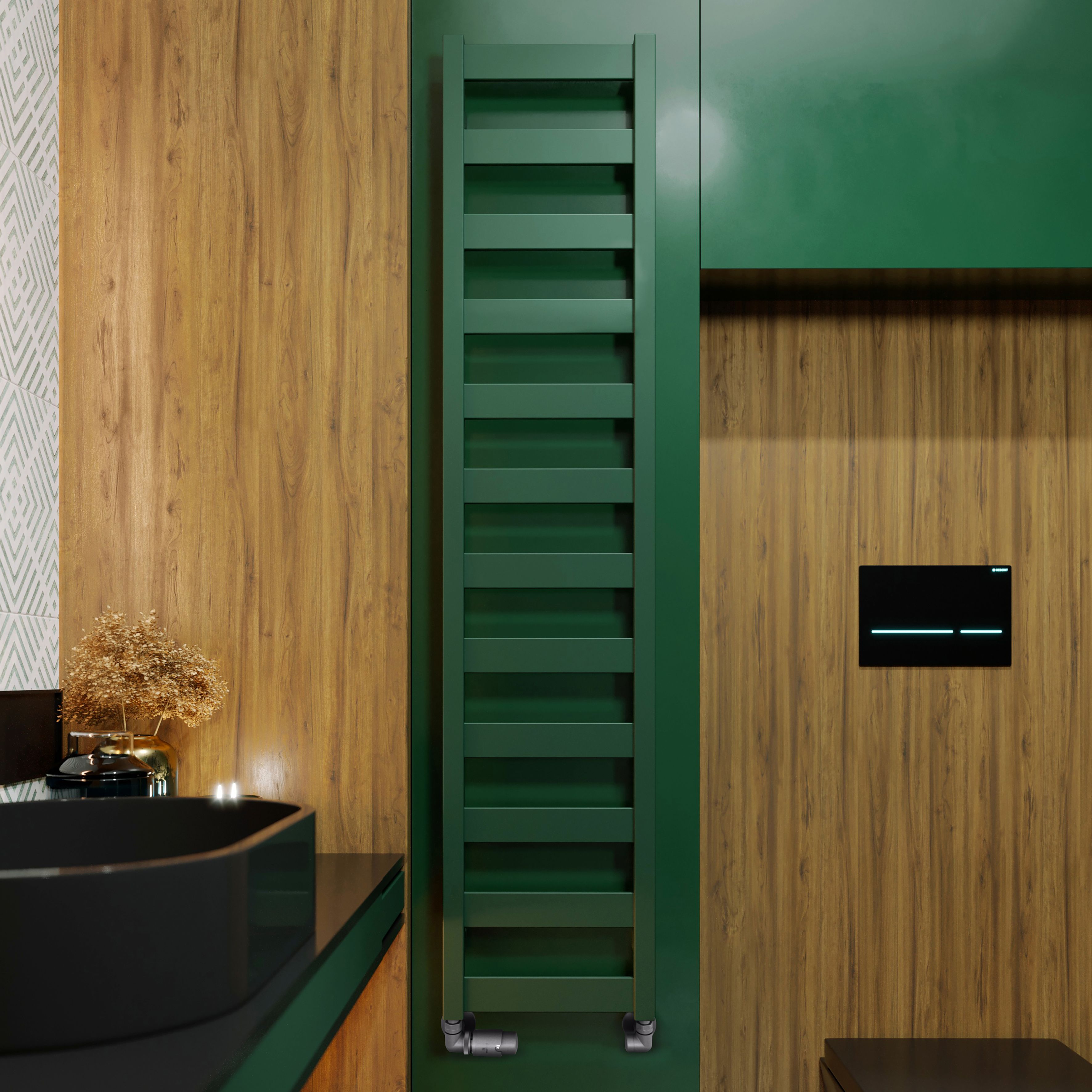 Terma Vivo Green 1215BTU Vertical Towel radiator (W)300mm x (H)1390mm