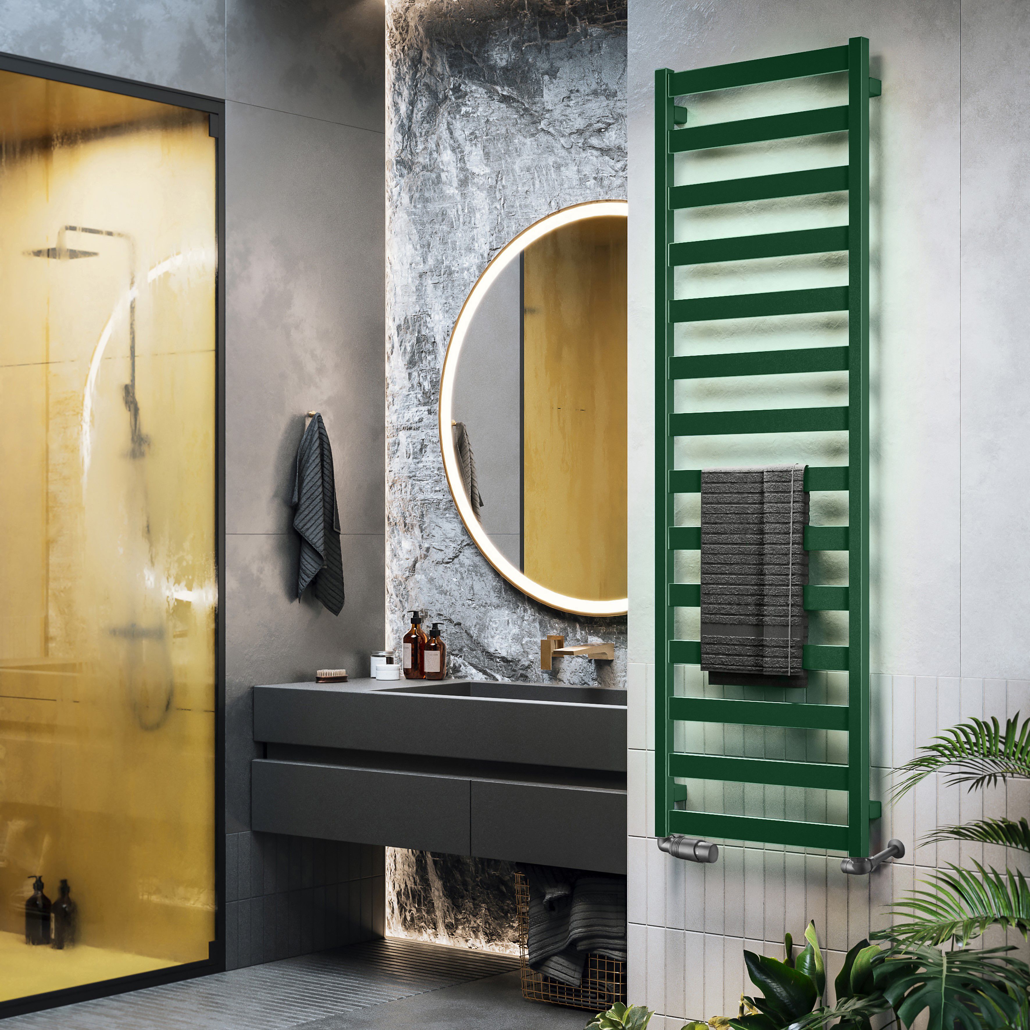 Terma Vivo Green 2018BTU Vertical Towel radiator (W)500mm x (H)1630mm