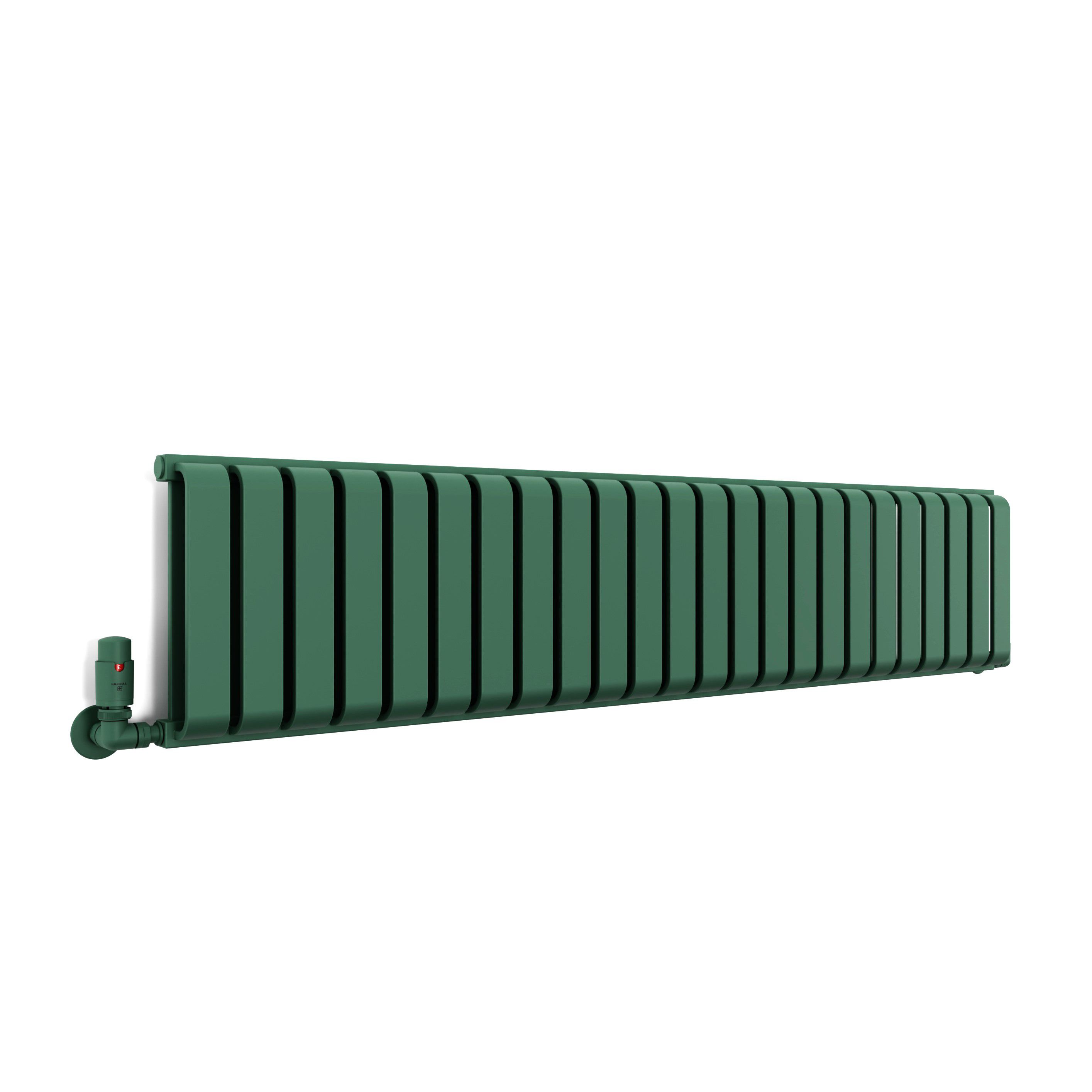 Terma Warp Room Green Hydronic Horizontal Designer 3317BTU Radiator, (W)1565mm x (H)330mm