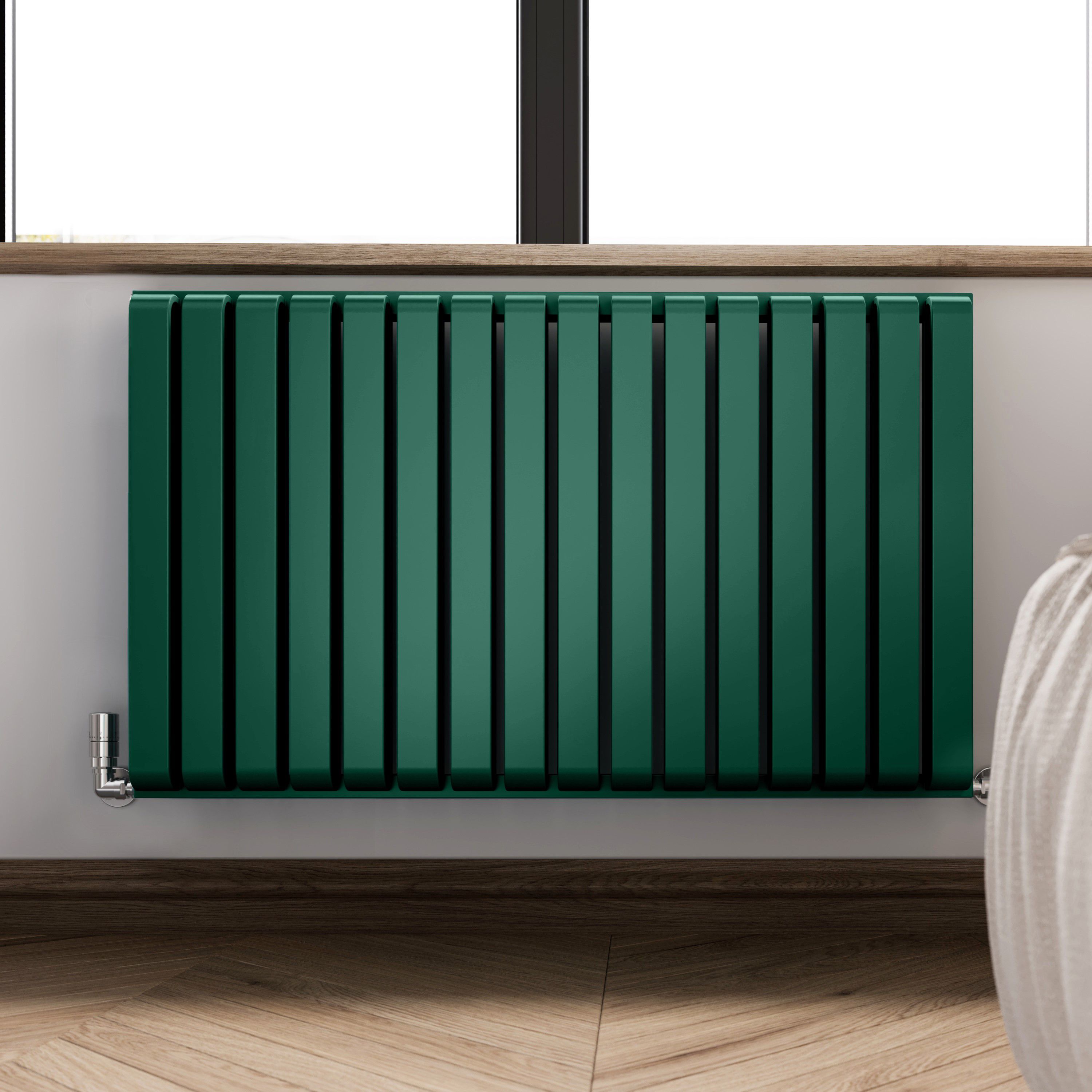 Terma Warp Room Green Hydronic Horizontal Designer 3945BTU Radiator, (W)1045mm x (H)630mm