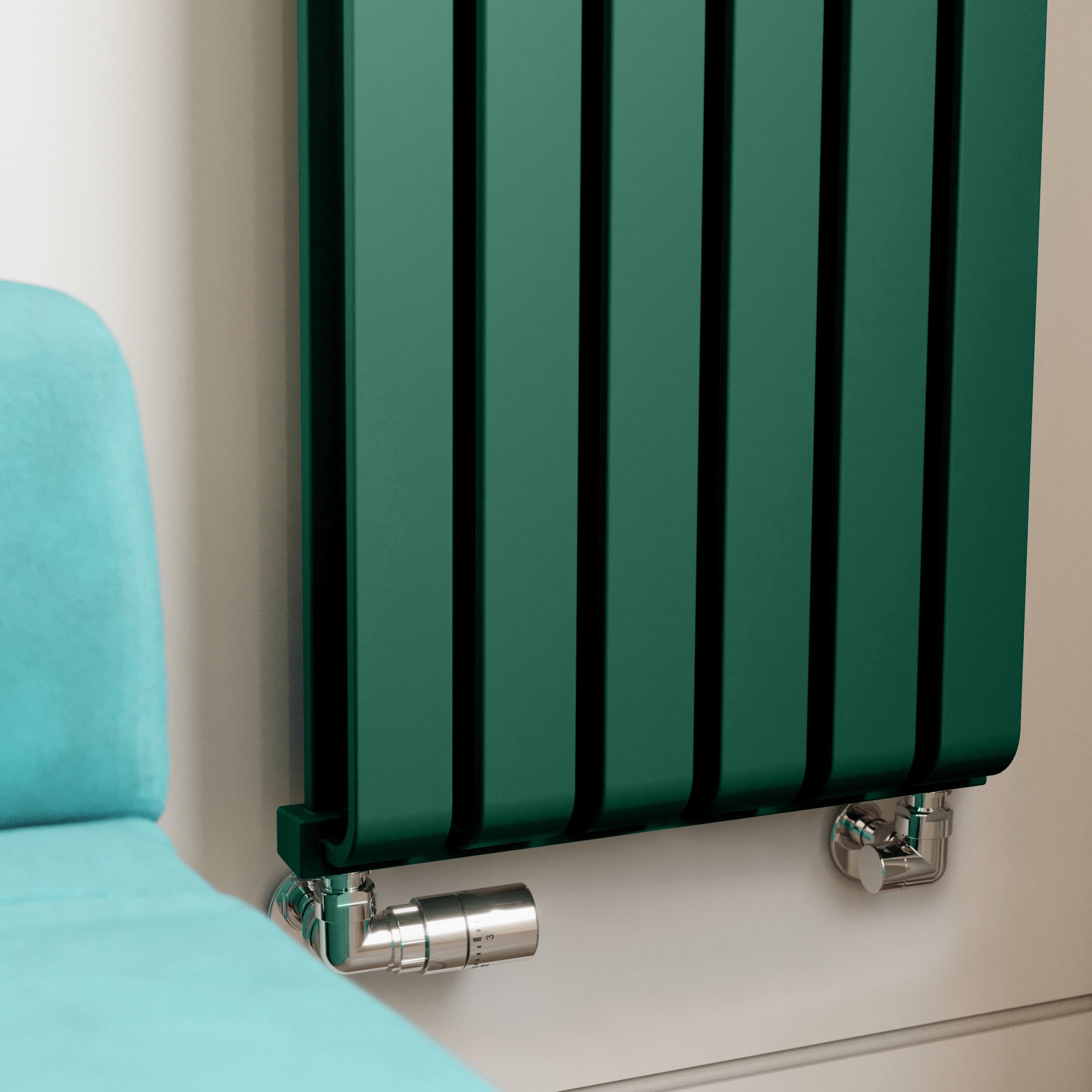 Terma Warp Room Green Hydronic Vertical Designer 3870BTU Radiator, (W)395mm x (H)1800mm