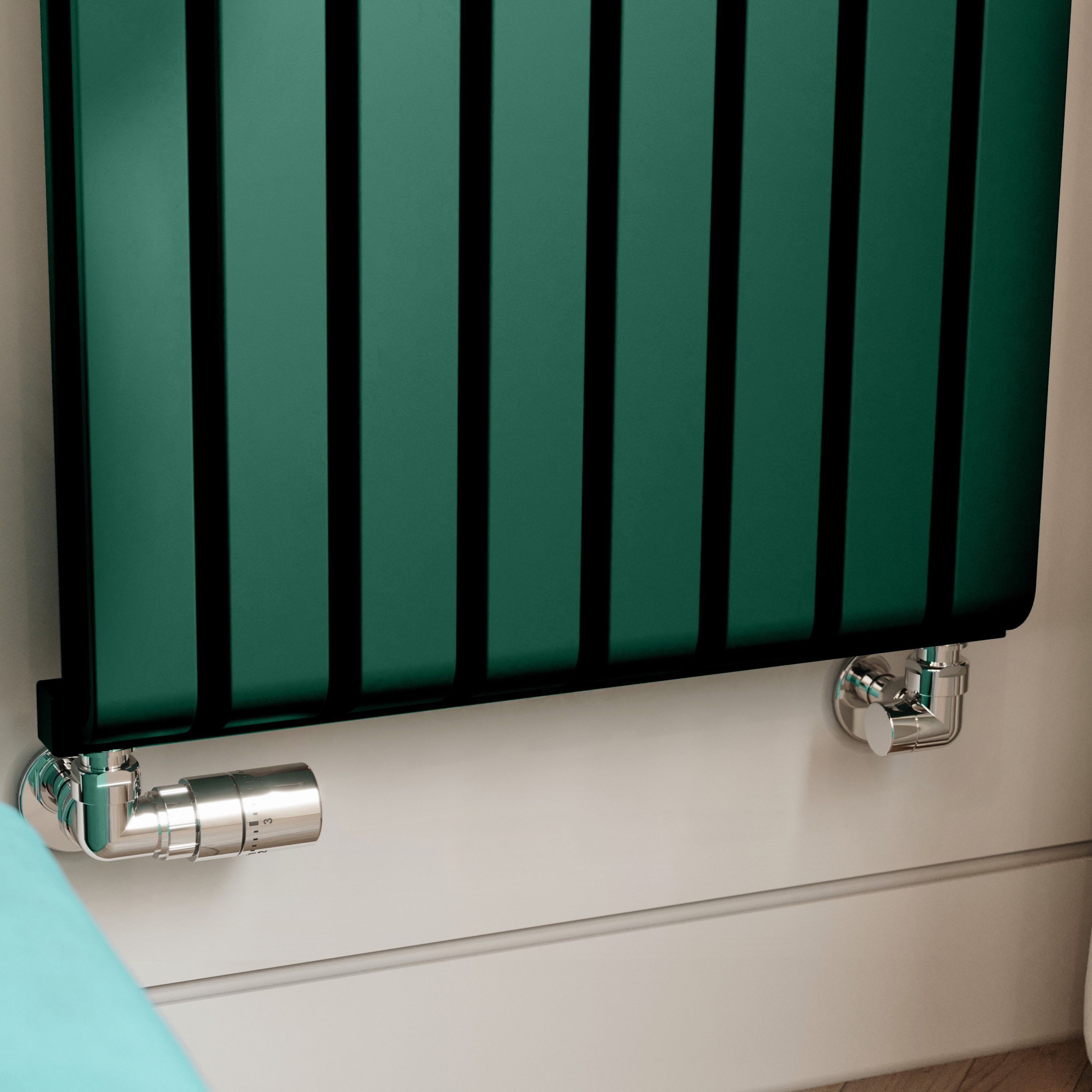 Terma Warp Room Green Hydronic Vertical Designer 5163BTU Radiator, (W)525mm x (H)1800mm