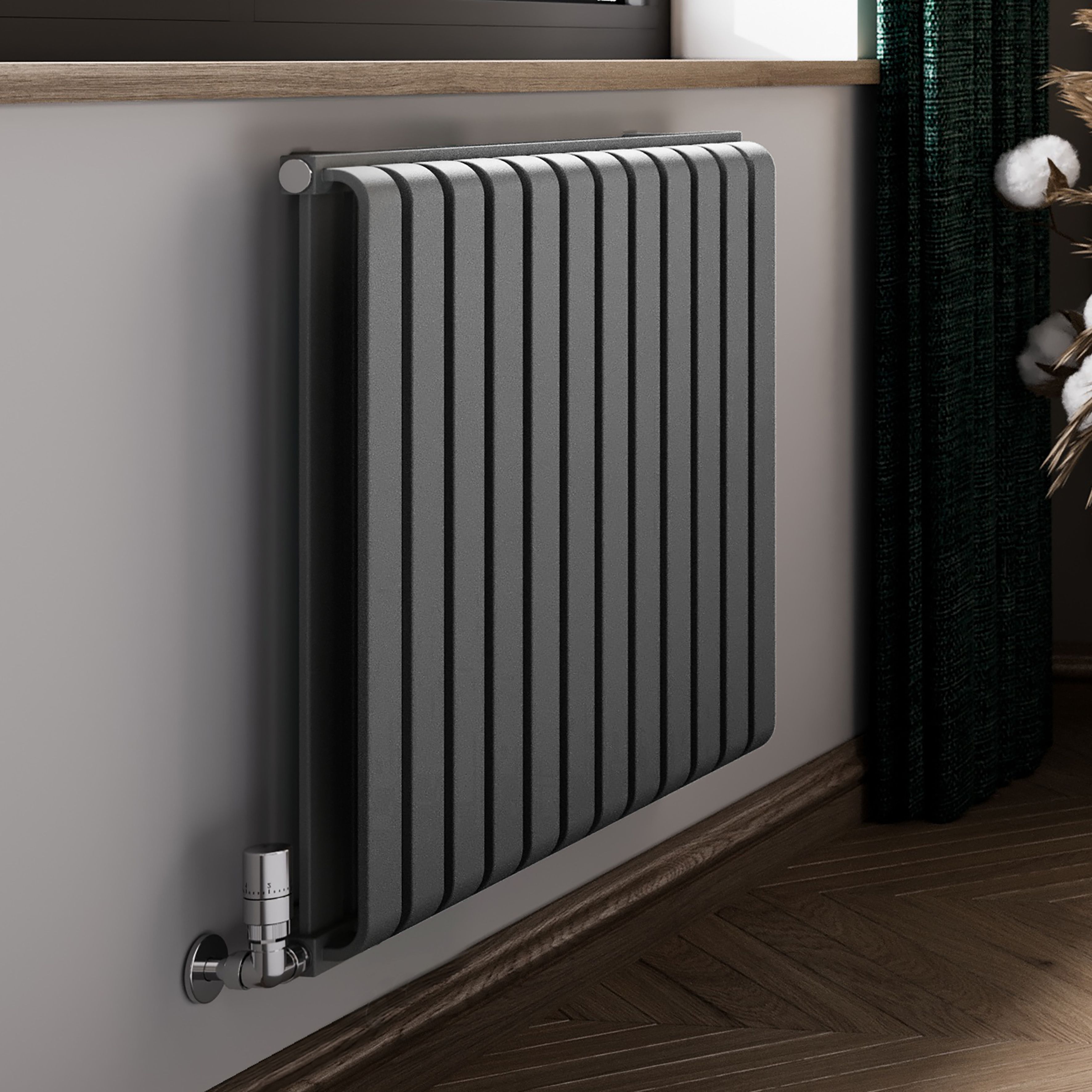 Terma Warp Room Salt n Pepper Hydronic Horizontal Designer 2960BTU Radiator, (W)785mm x (H)630mm