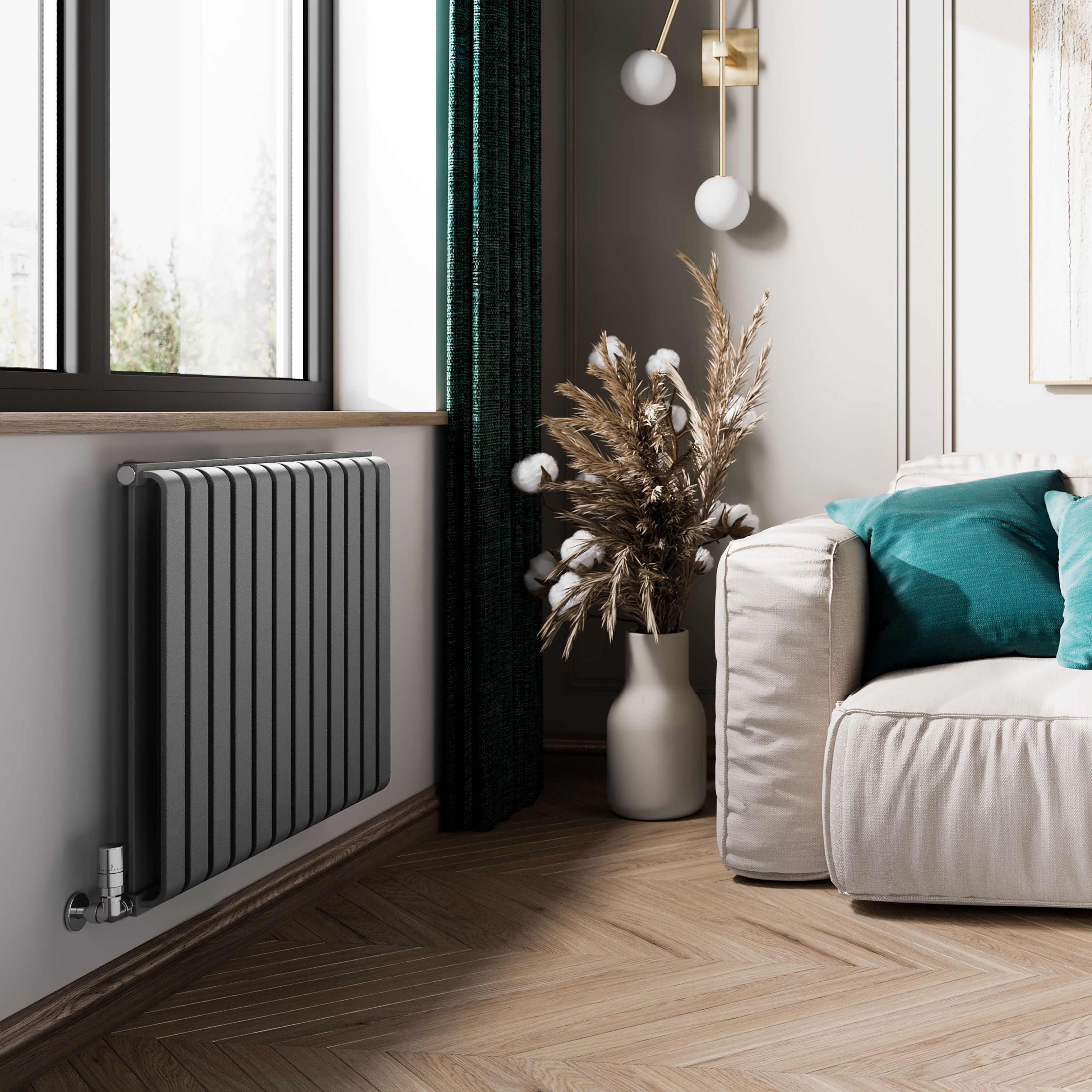 Terma Warp Room Salt n Pepper Hydronic Horizontal Designer 2960BTU Radiator, (W)785mm x (H)630mm