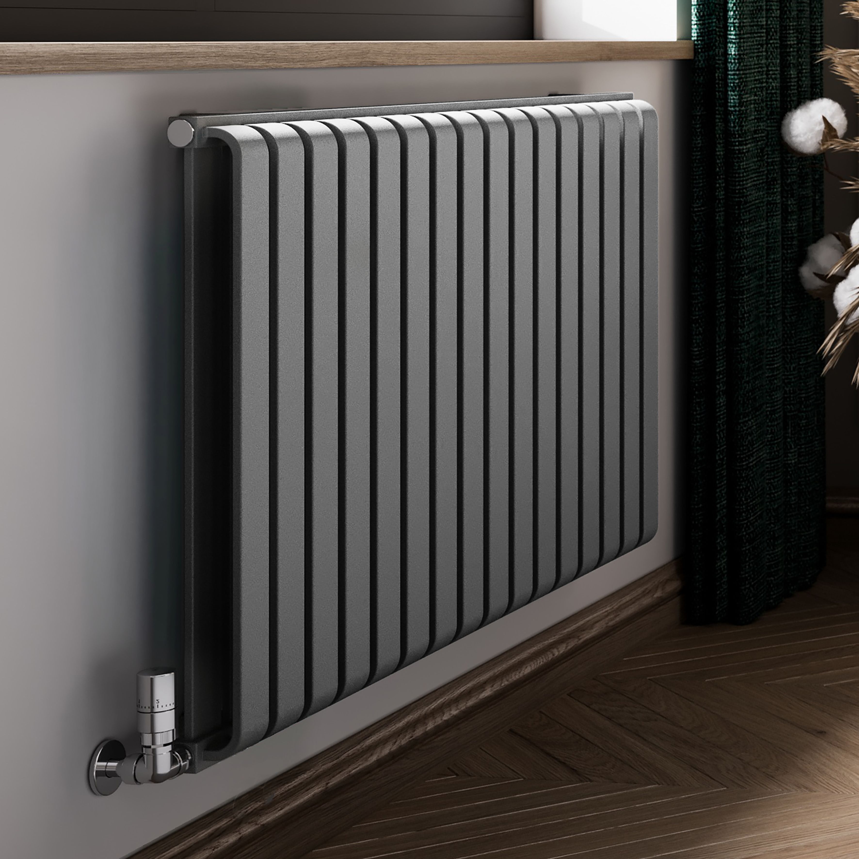 Terma Warp Room Salt n Pepper Hydronic Horizontal Designer 3945BTU Radiator, (W)1045mm x (H)630mm