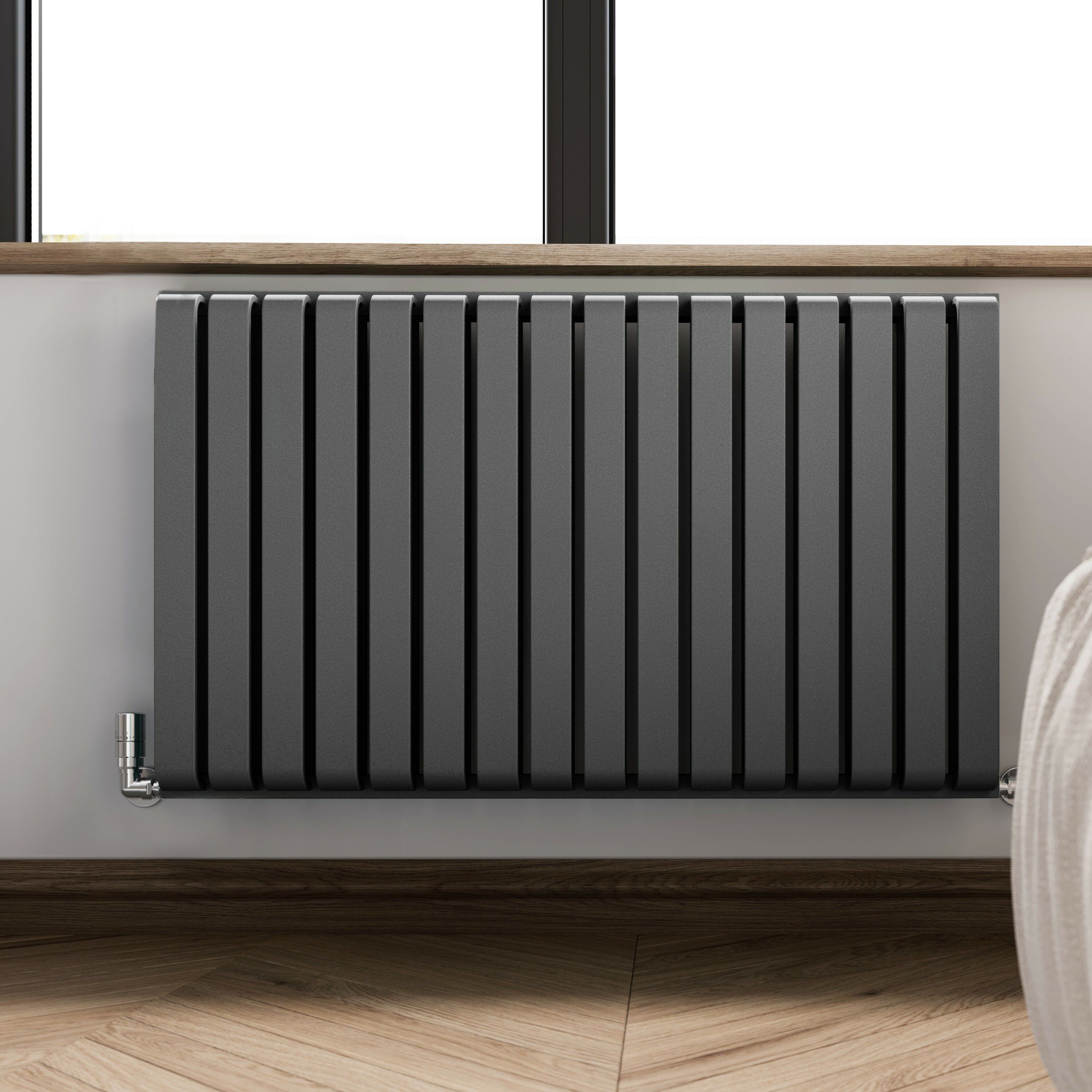 Terma Warp Room Salt n Pepper Hydronic Horizontal Designer 3945BTU Radiator, (W)1045mm x (H)630mm