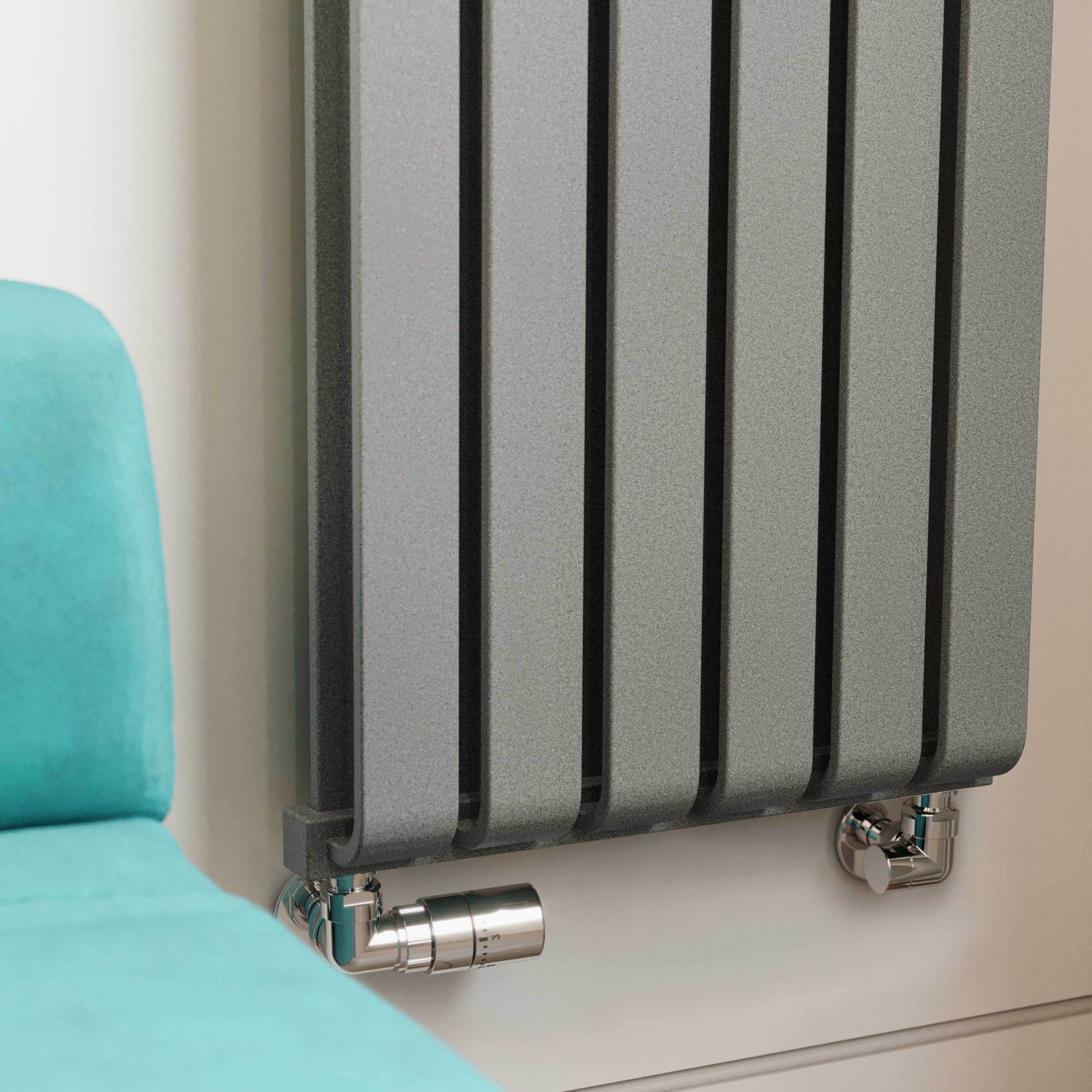 Terma Warp Room Salt n Pepper Hydronic Vertical Designer 3870BTU Radiator, (W)395mm x (H)1800mm