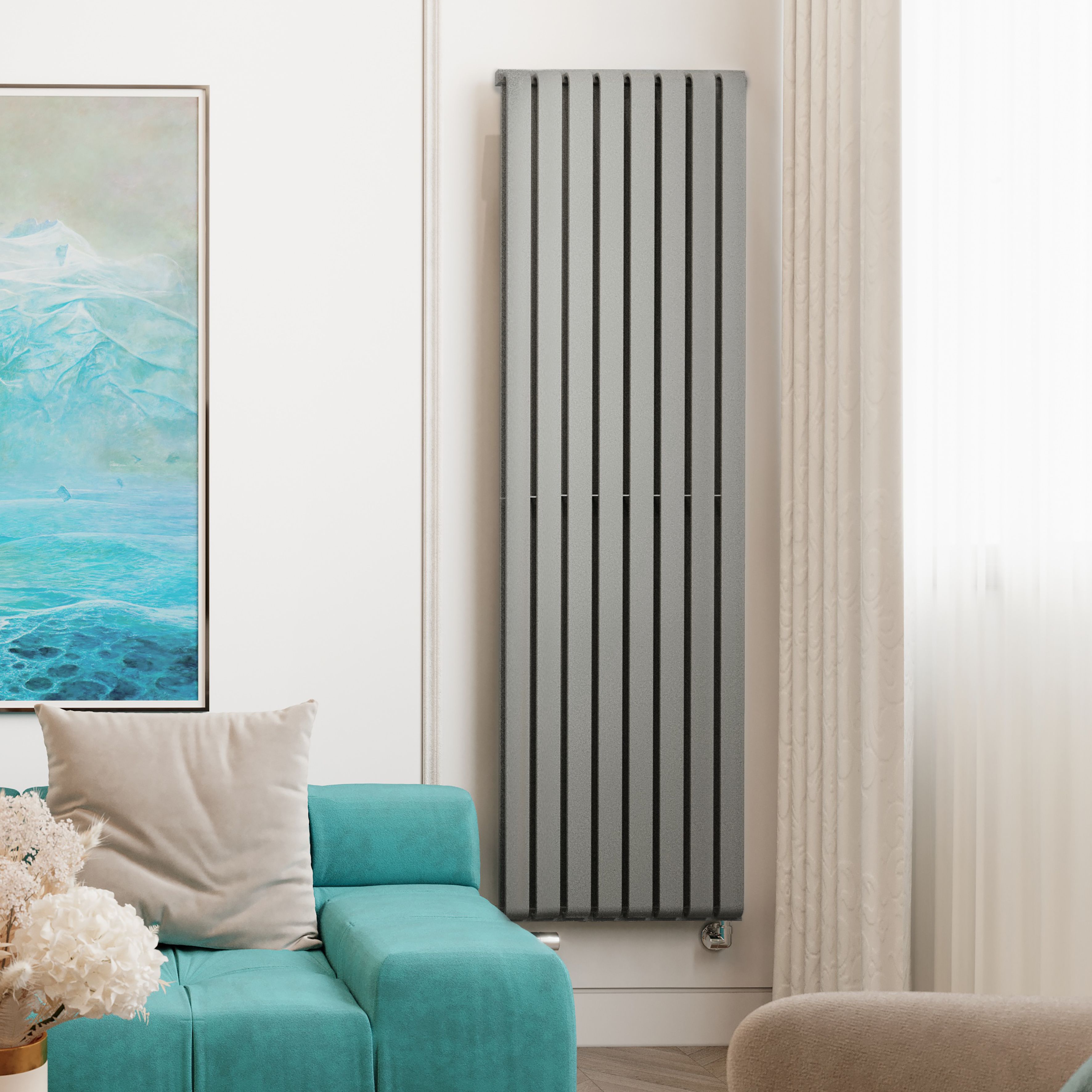 Terma Warp Room Salt n Pepper Hydronic Vertical Designer 5163BTU Radiator, (W)525mm x (H)1800mm