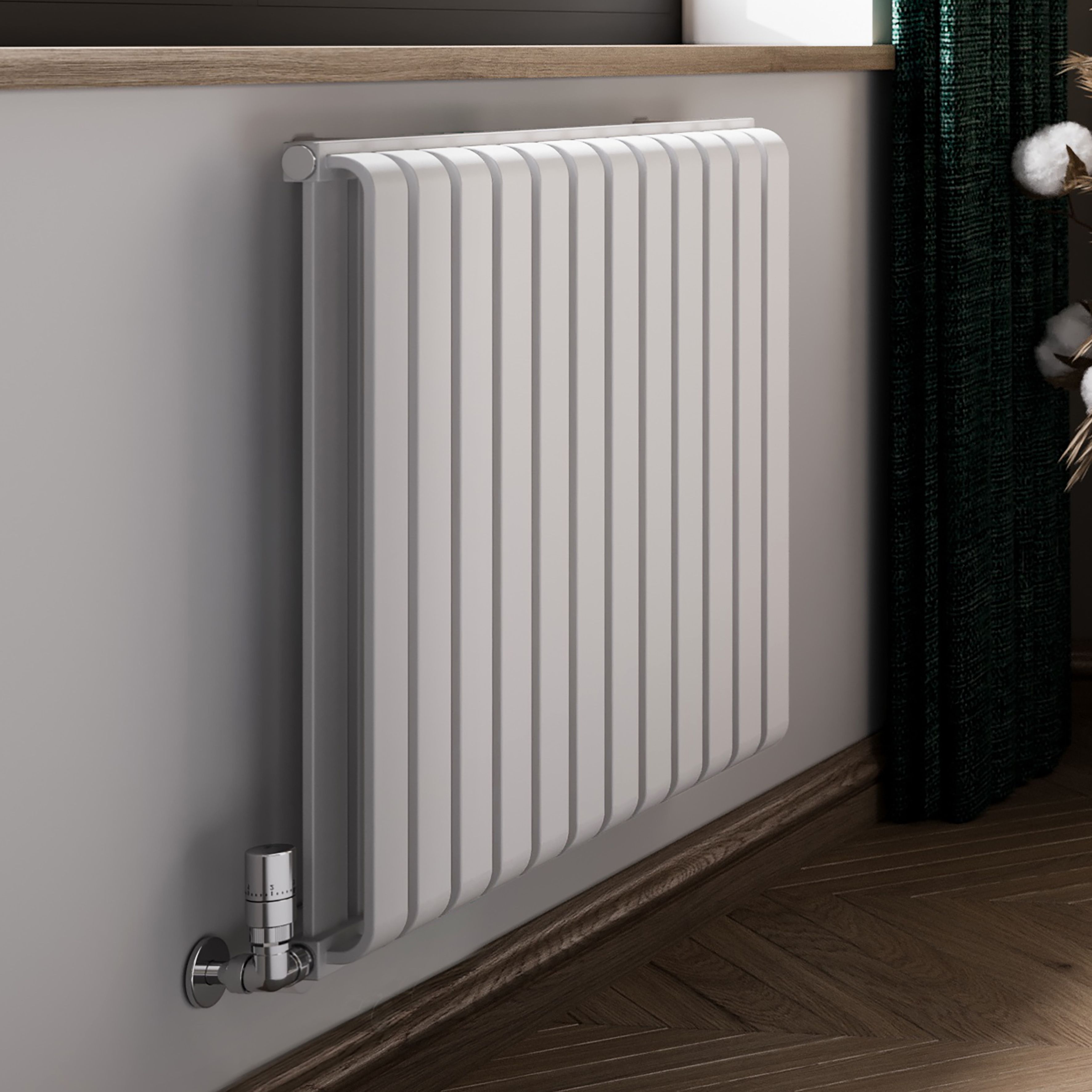 Terma Warp Room Soft White Hydronic Horizontal Designer 2960BTU Radiator, (W)785mm x (H)630mm