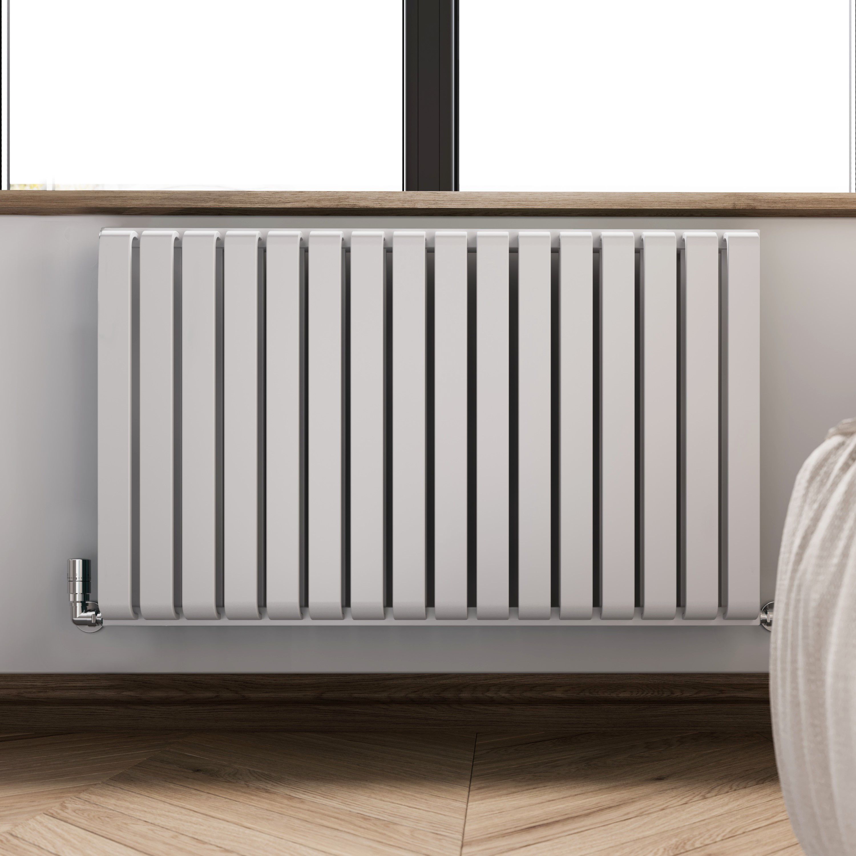Terma Warp Room Soft White Hydronic Horizontal Designer 3945BTU Radiator, (W)1045mm x (H)630mm