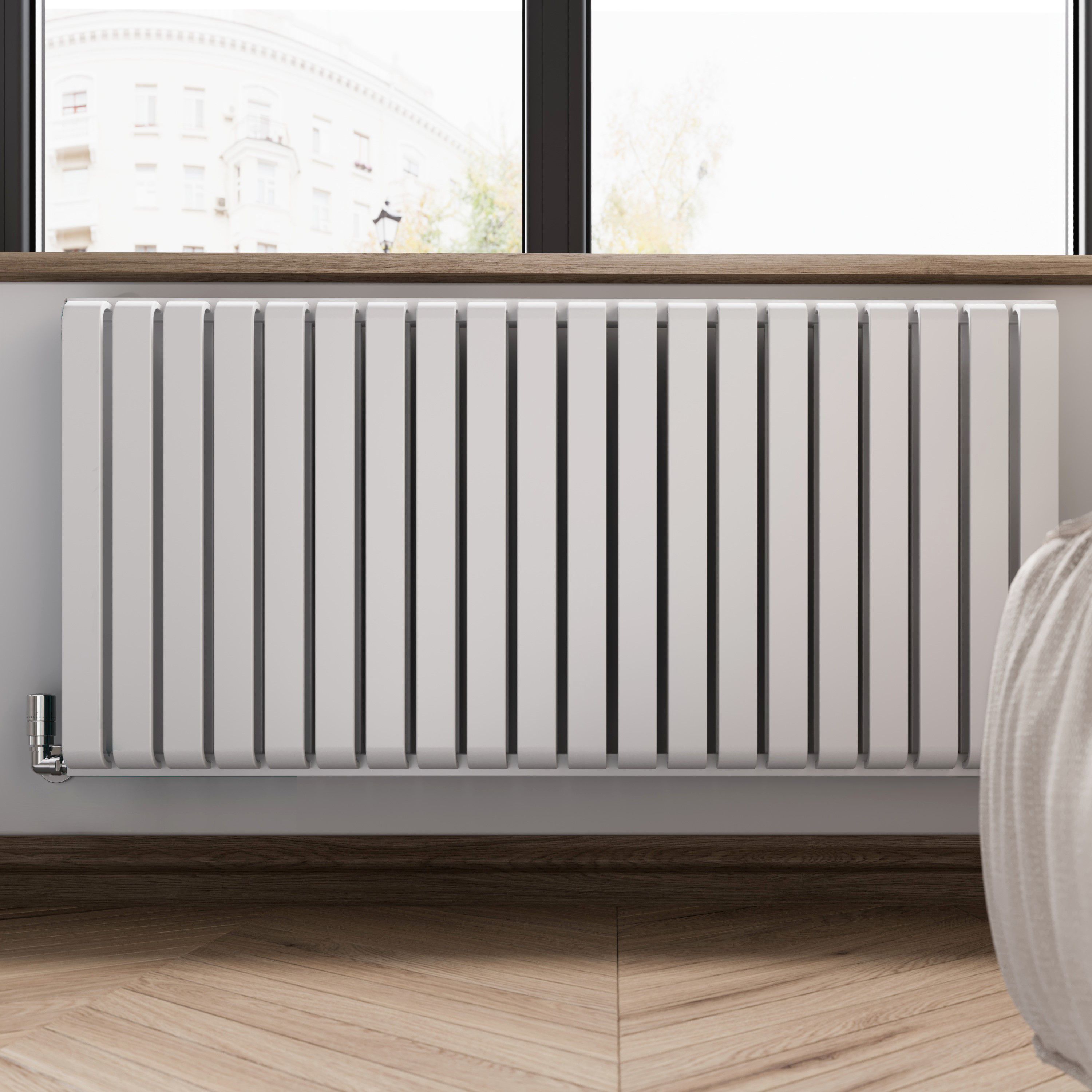 Terma Warp Room Soft White Hydronic Horizontal Designer 4931BTU Radiator, (W)1305mm x (H)630mm