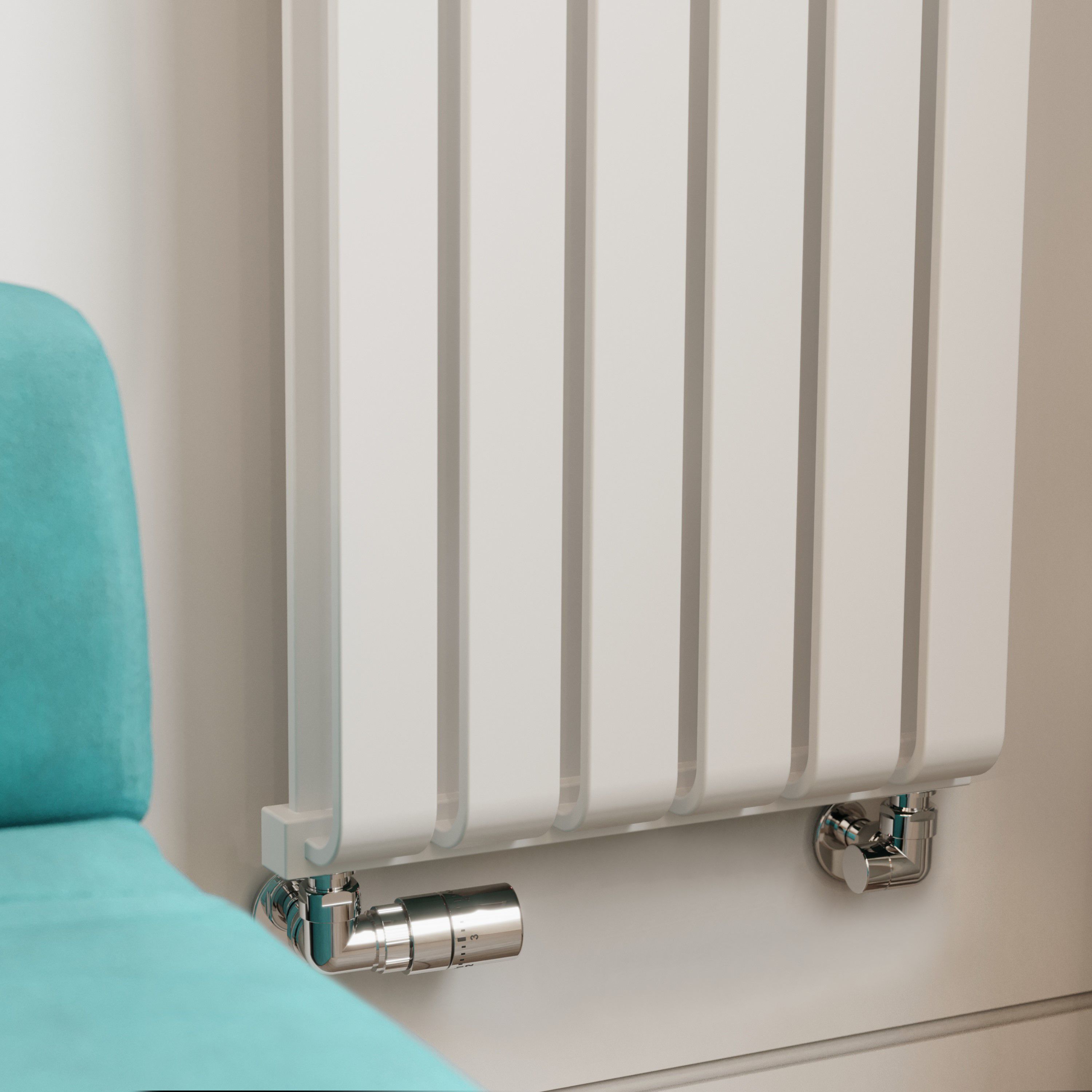 Terma Warp Room Soft White Hydronic Vertical Designer 3870BTU Radiator, (W)395mm x (H)1800mm