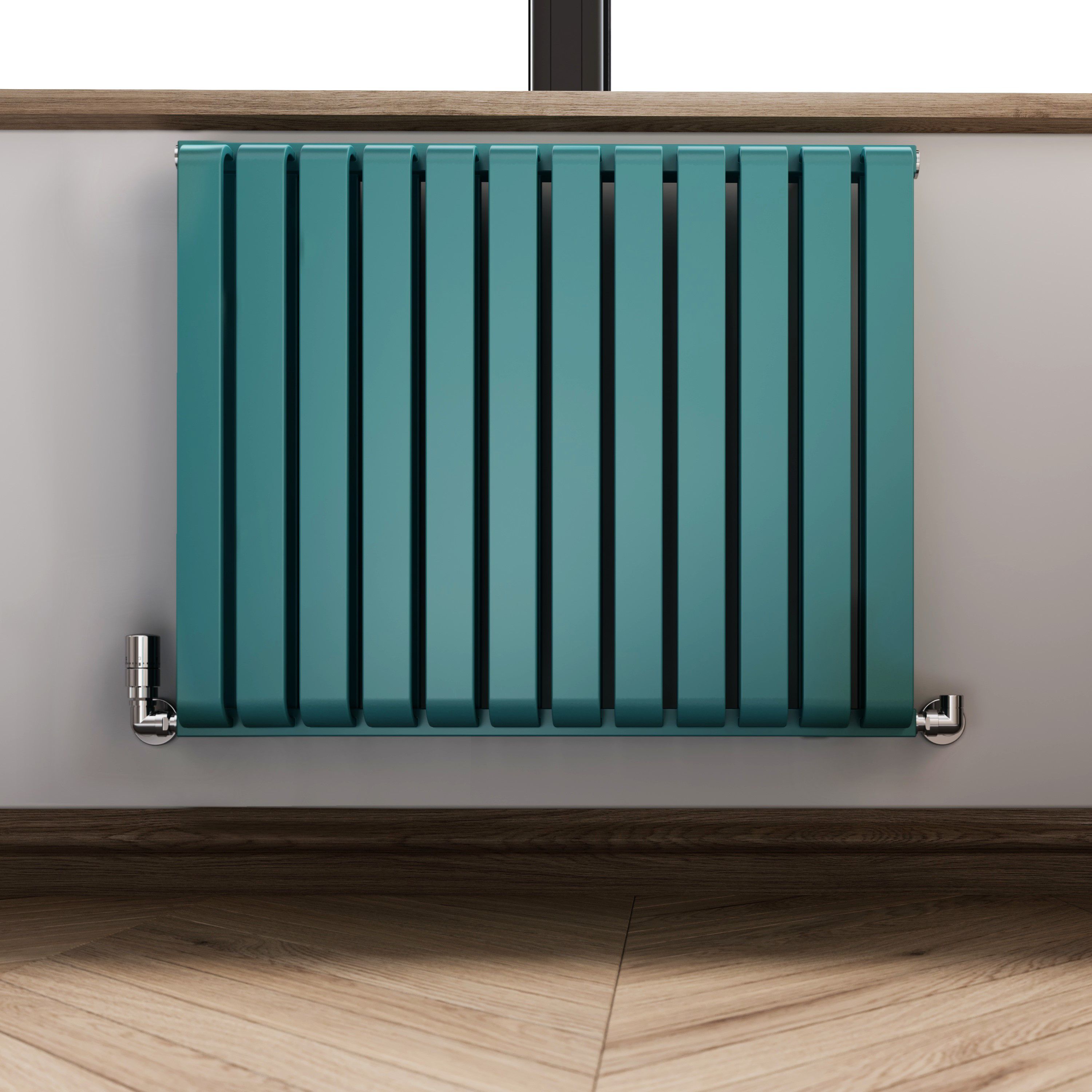 Terma Warp Room Teal Hydronic Horizontal Designer 2960BTU Radiator, (W)785mm x (H)630mm