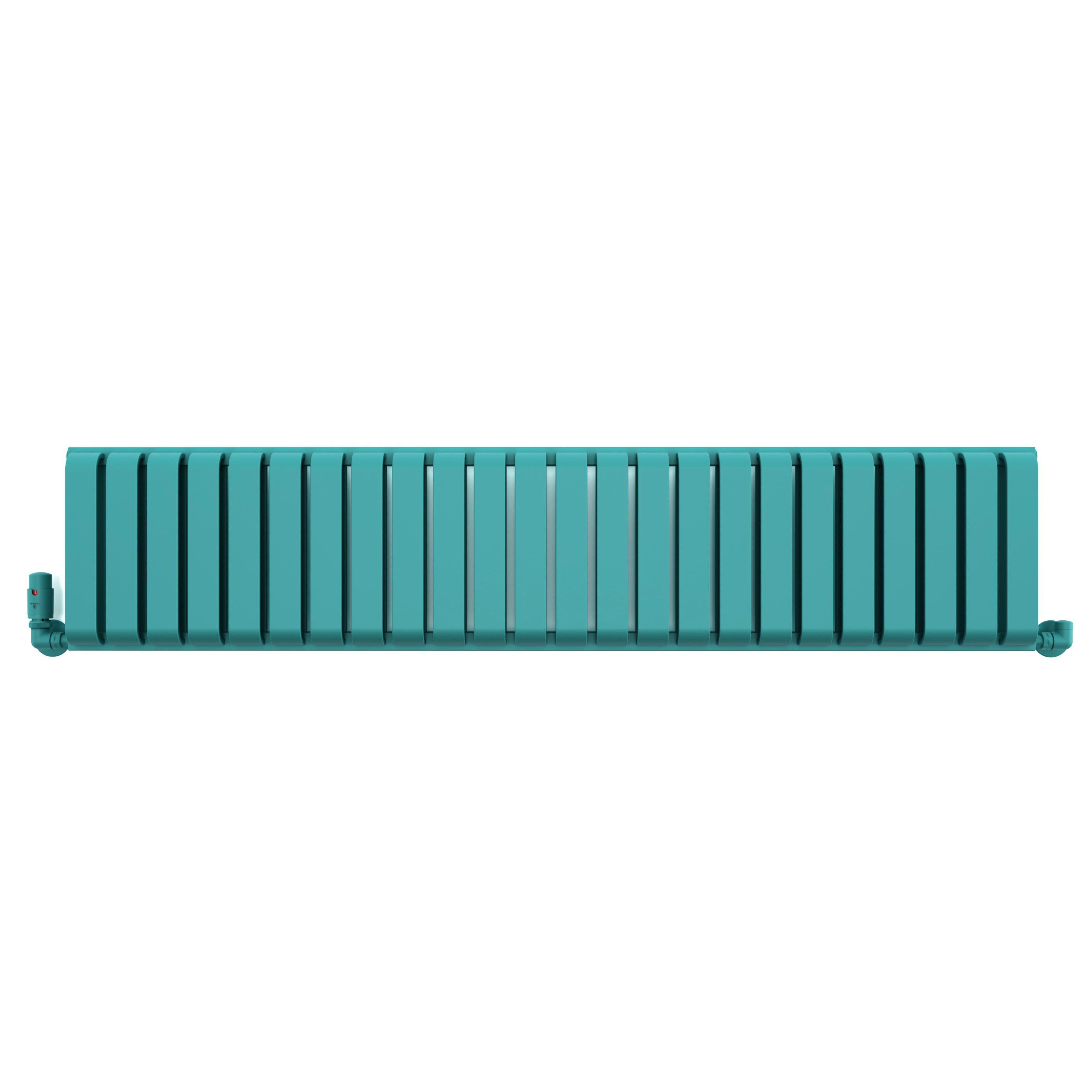 Terma Warp Room Teal Hydronic Horizontal Designer 3317BTU Radiator, (W)1565mm x (H)330mm
