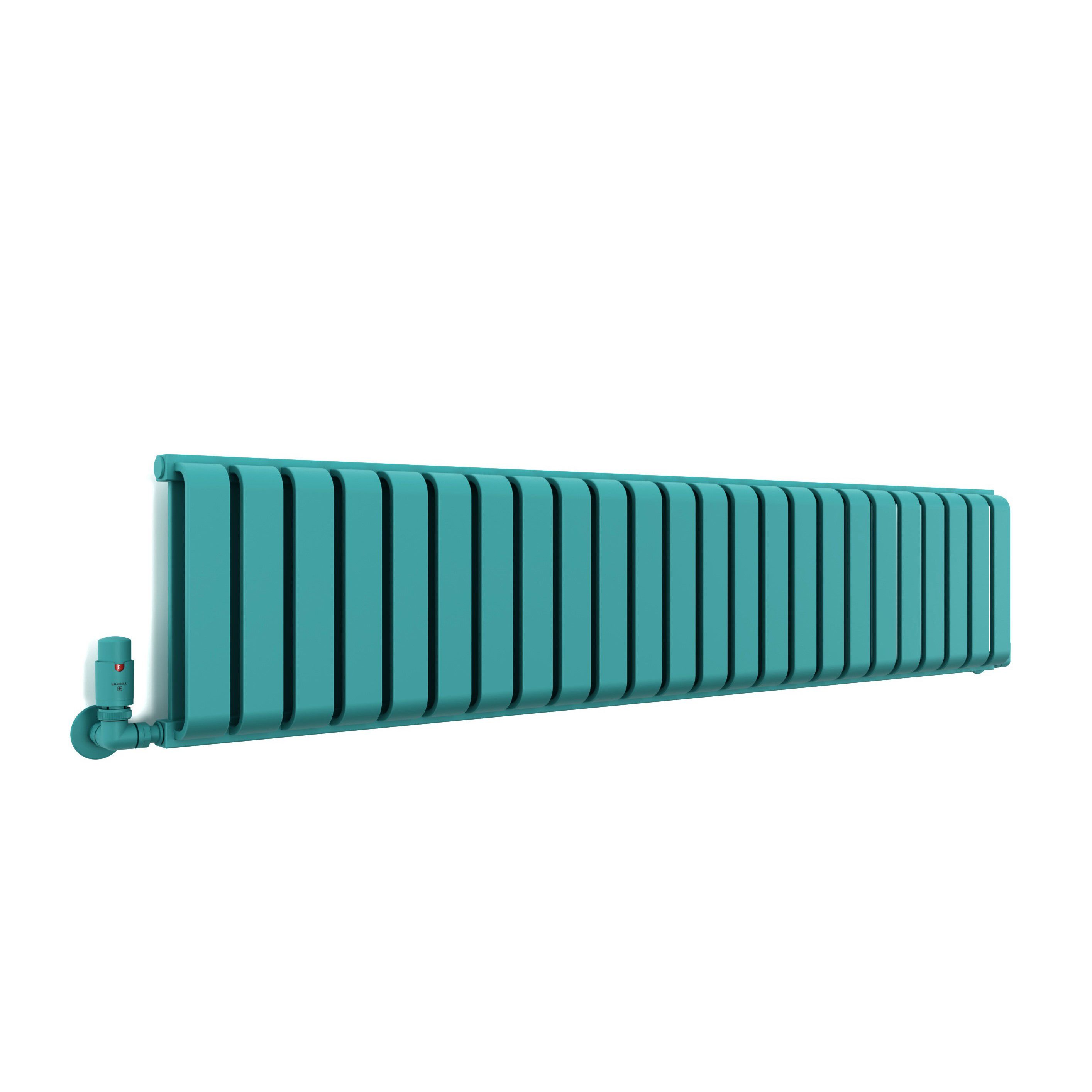 Terma Warp Room Teal Hydronic Horizontal Designer 3317BTU Radiator, (W)1565mm x (H)330mm
