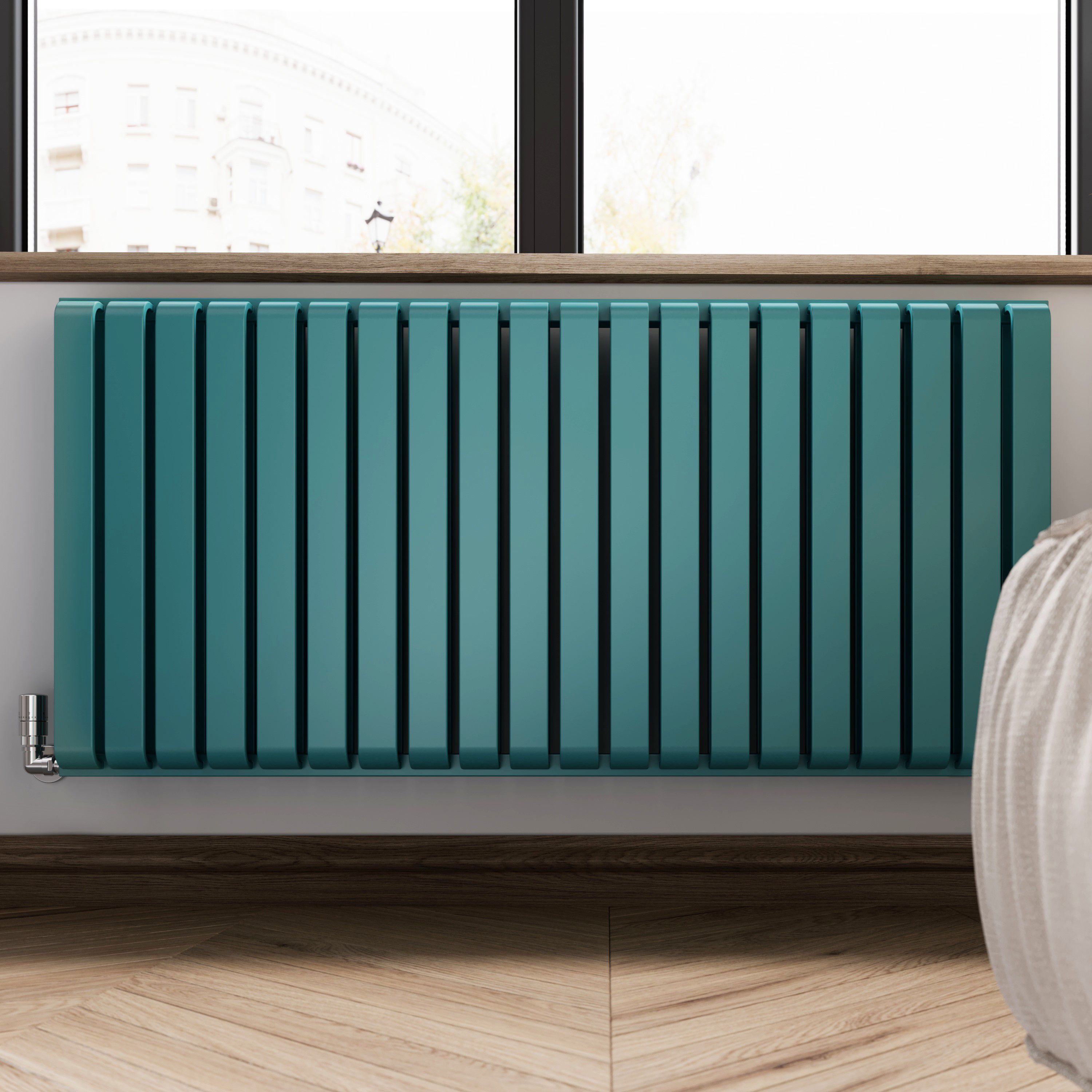 Terma Warp Room Teal Hydronic Horizontal Designer 4931BTU Radiator, (W)1305mm x (H)630mm