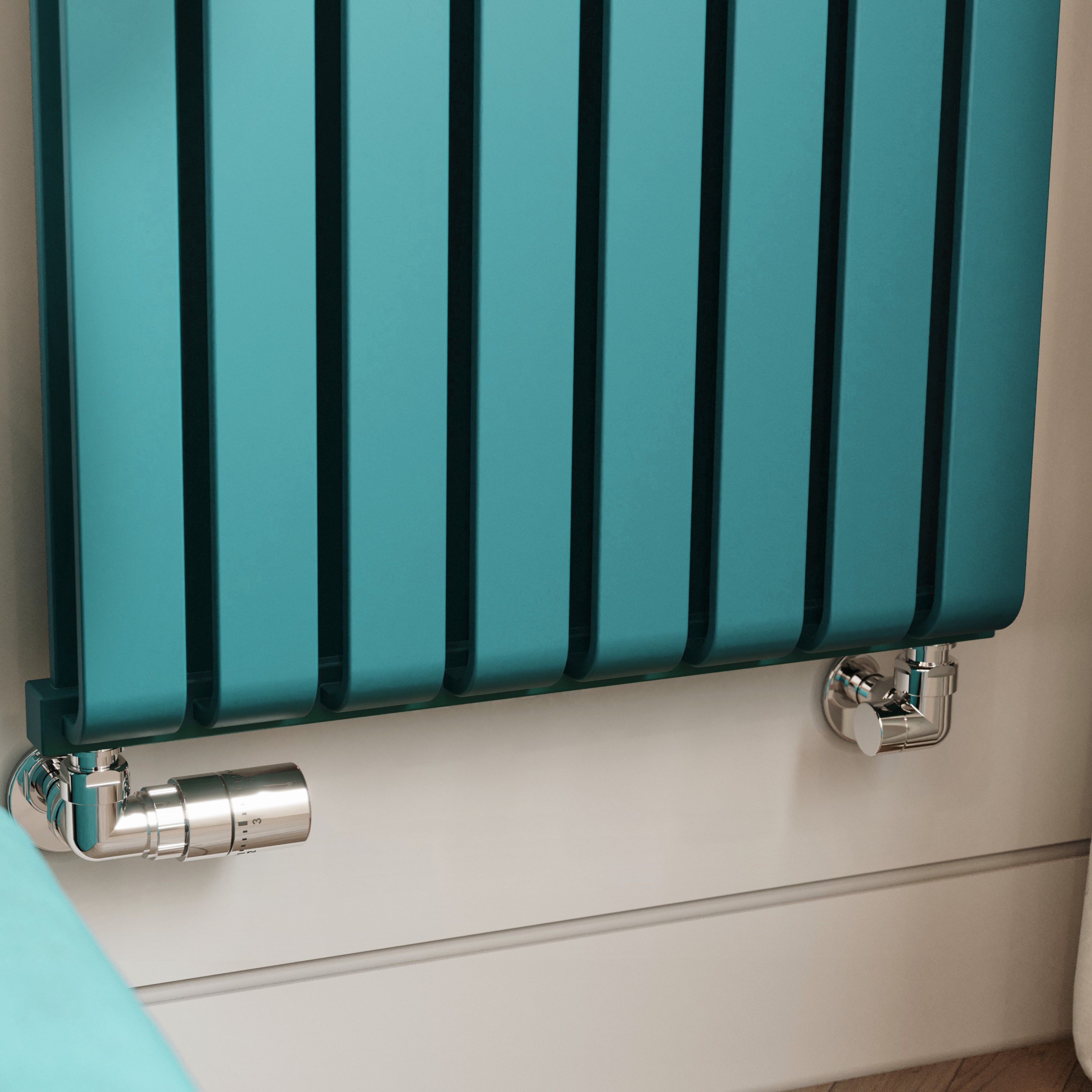 Terma Warp Room Teal Hydronic Vertical Designer 5163BTU Radiator, (W)525mm x (H)1800mm