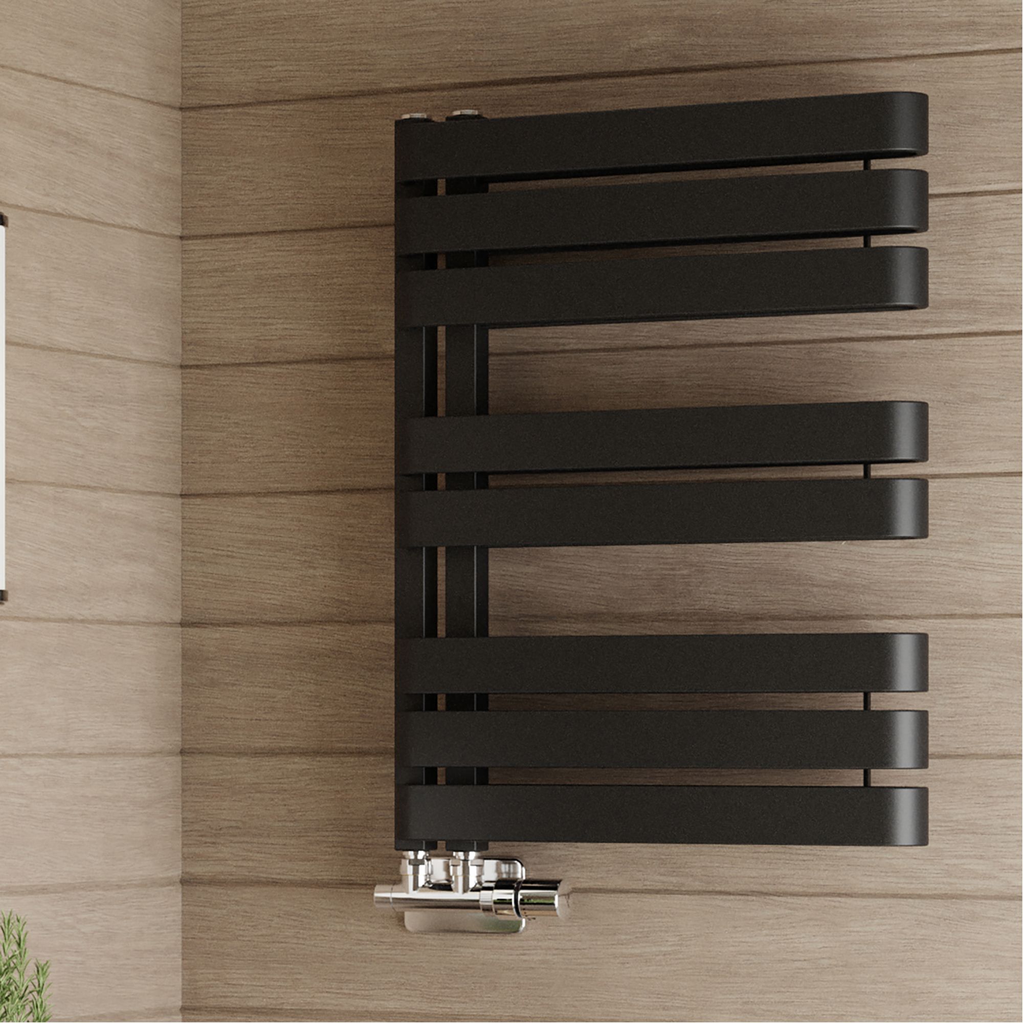 Terma Warp S Black Flat Towel warmer (W)500mm x (H)655mm