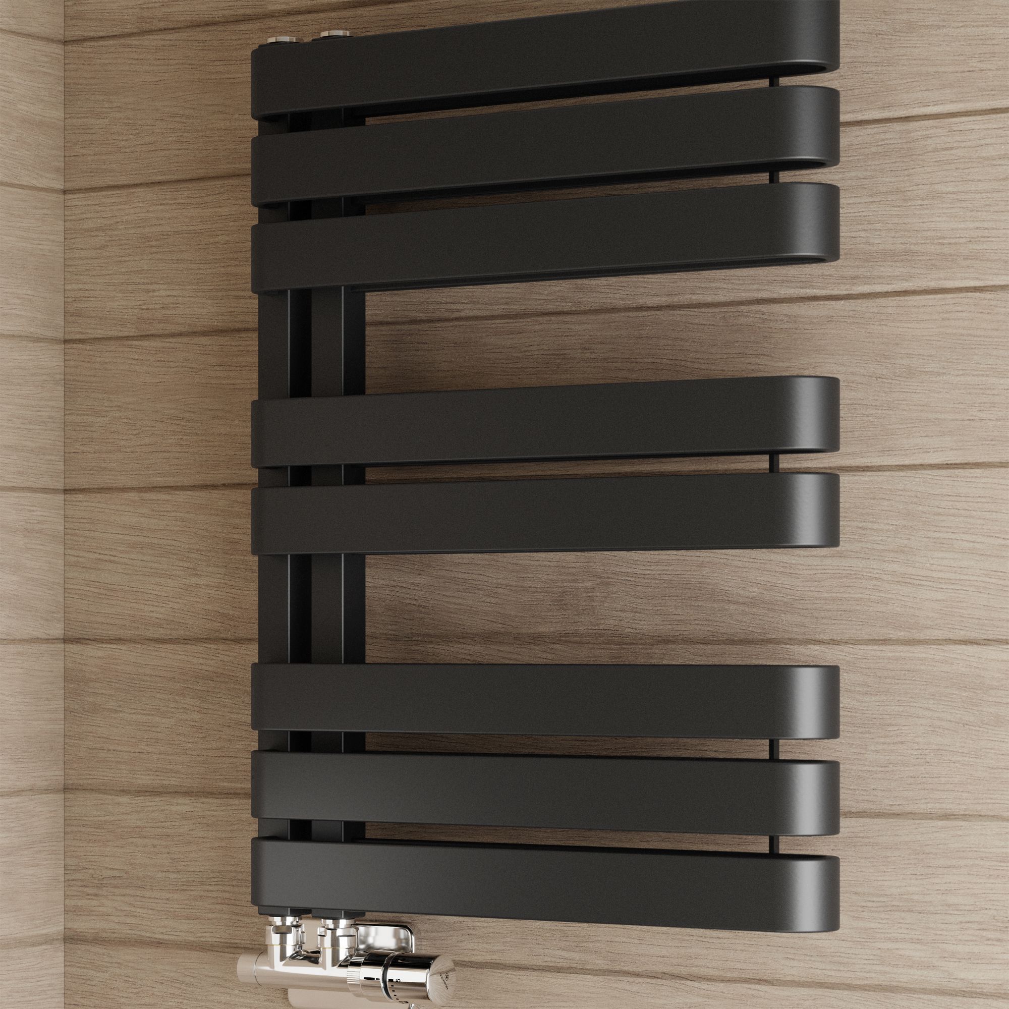 Terma Warp S Black Flat Towel warmer (W)500mm x (H)655mm