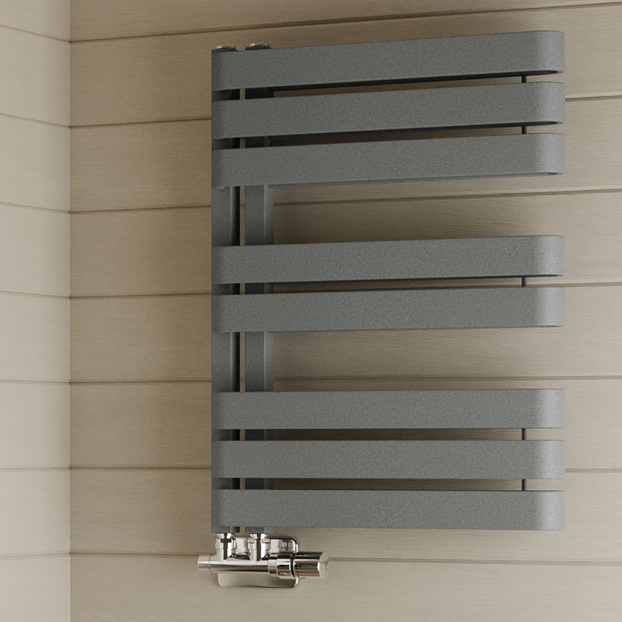 Terma Warp S T-Rail Grey Flat Towel warmer (W)500mm x (H)655mm