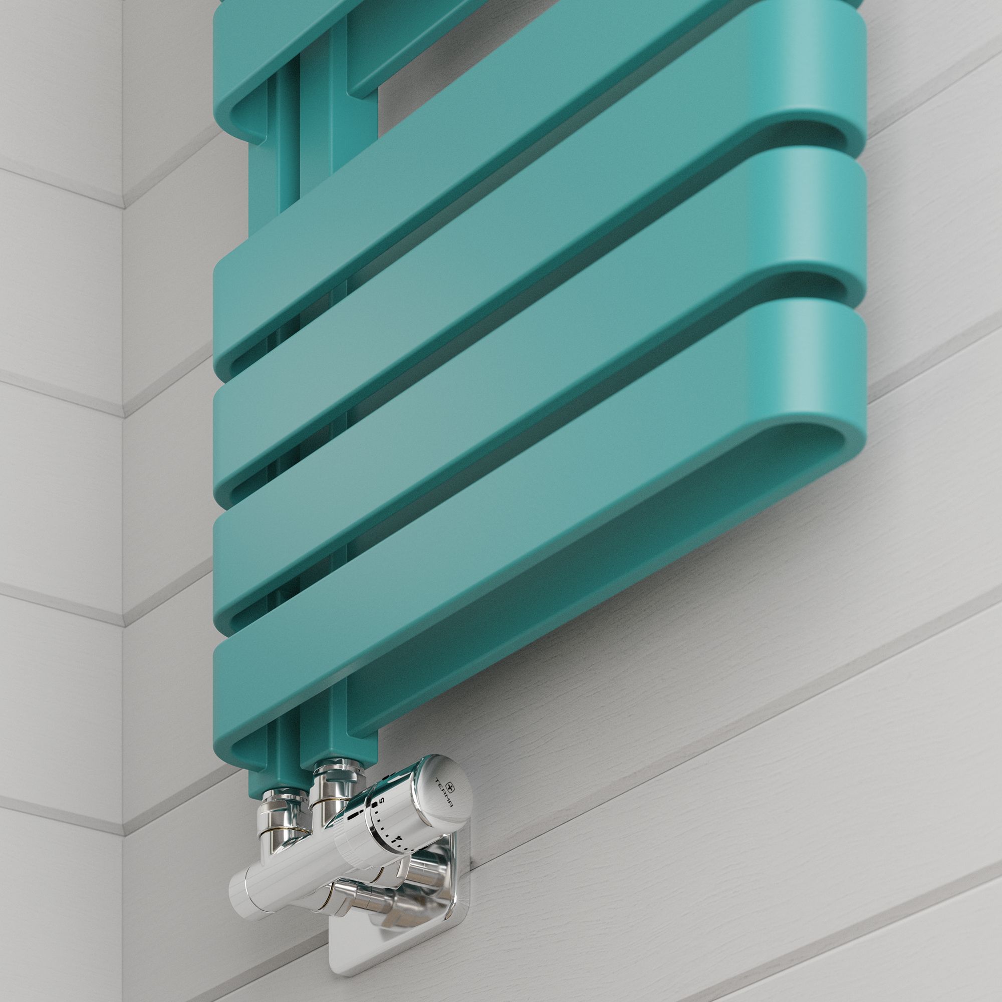 Terma Warp S T-Rail Teal Flat Towel warmer (W)500mm x (H)1110mm