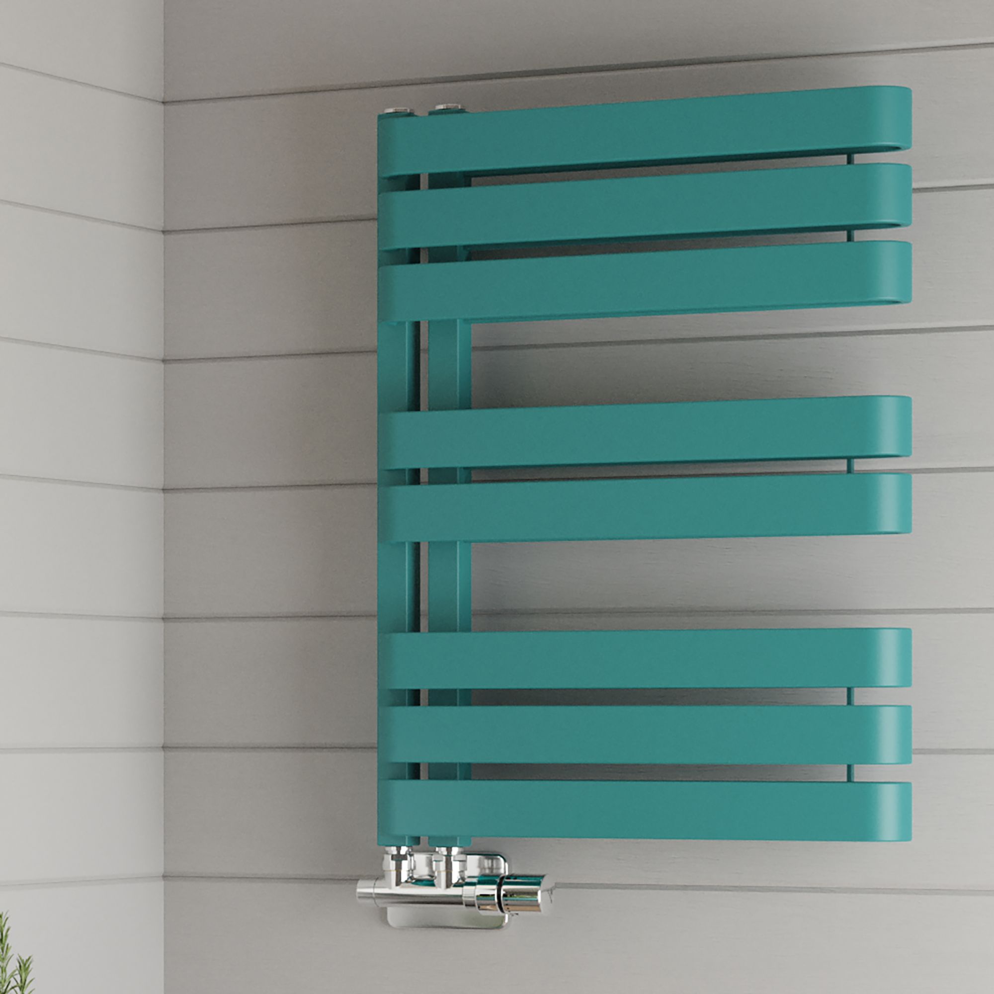 Terma Warp S T-Rail Teal Flat Towel warmer (W)500mm x (H)655mm