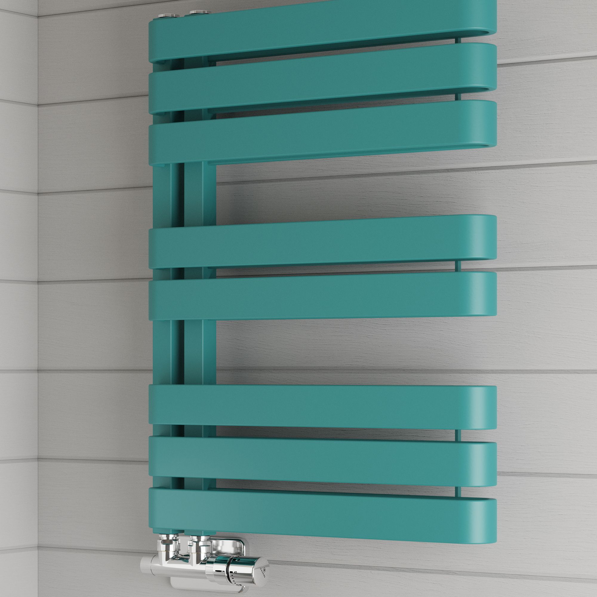 Terma Warp S T-Rail Teal Flat Towel warmer (W)500mm x (H)655mm