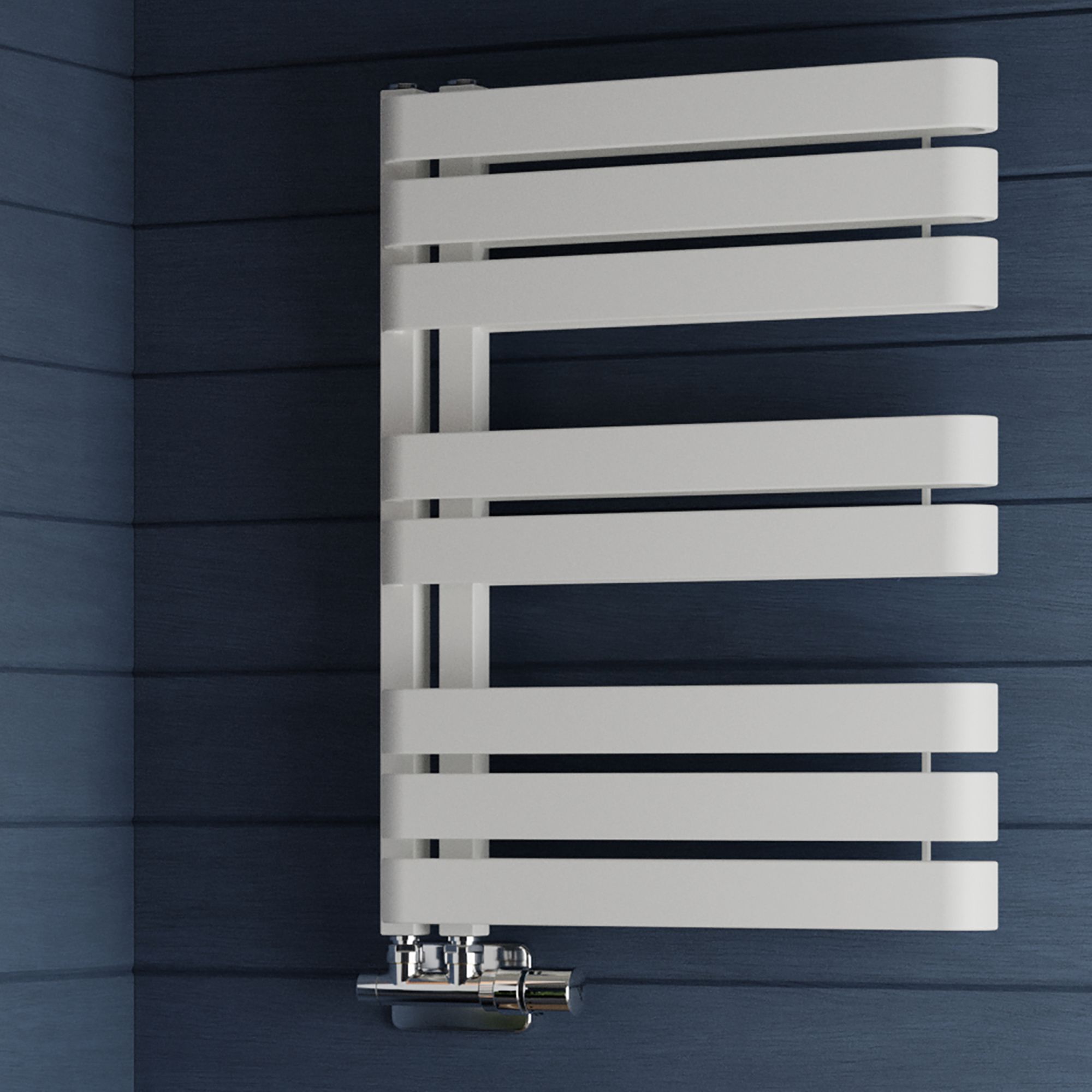 Terma Warp S T-Rail White Flat Towel warmer (W)500mm x (H)655mm