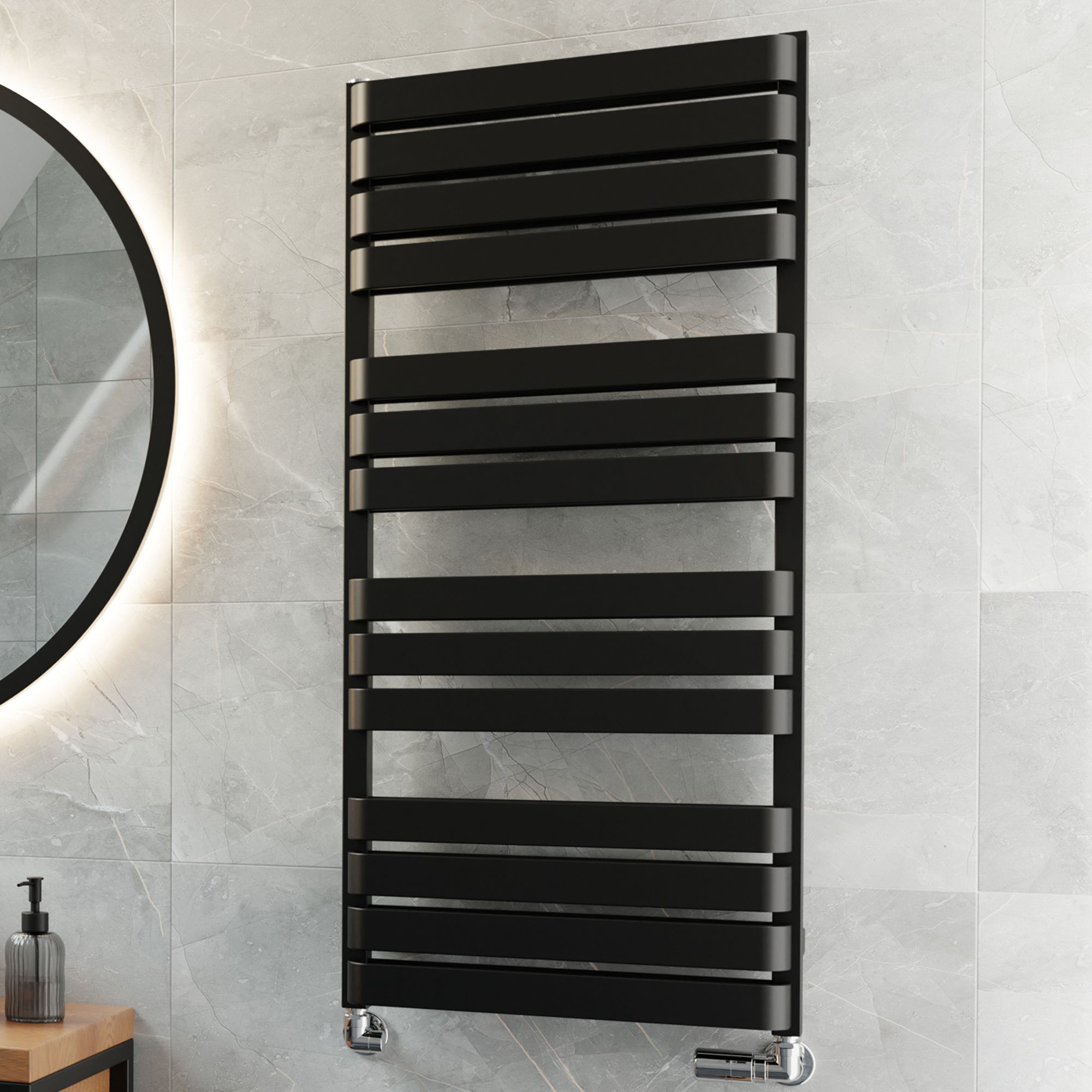 Terma Warp T Bold Black Flat Towel warmer (W)500mm x (H)1110mm