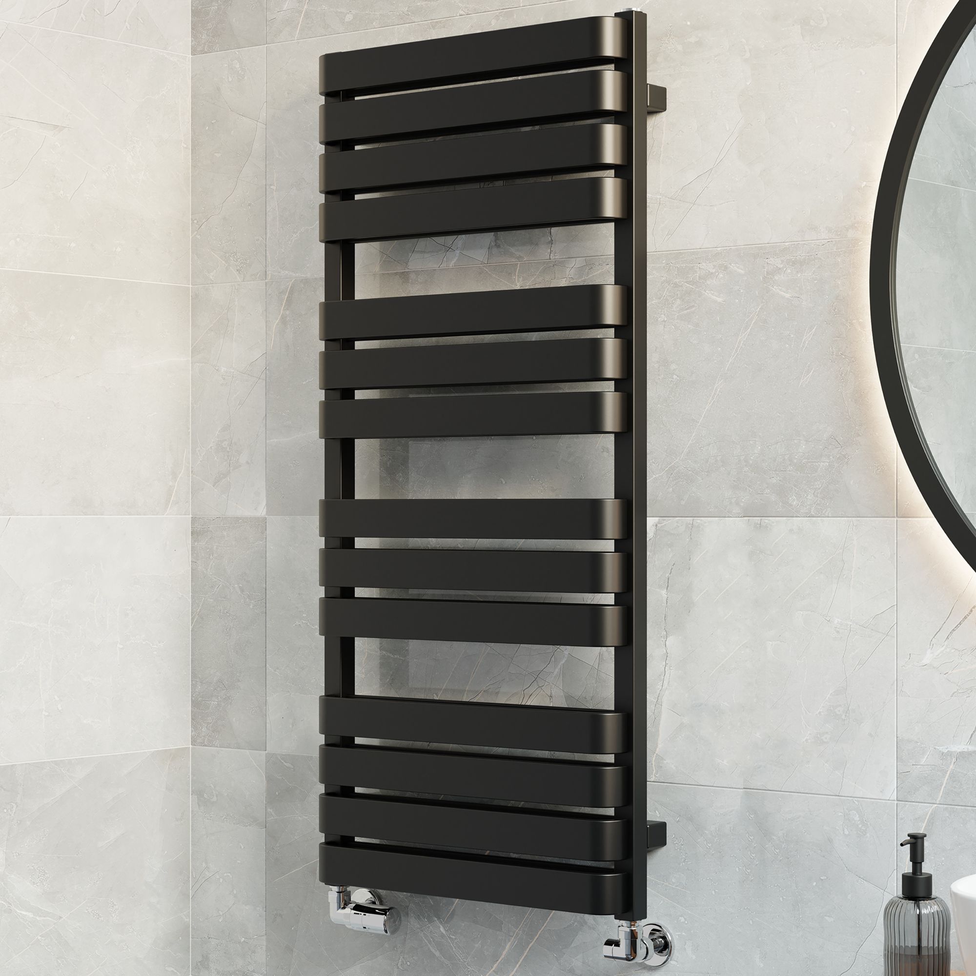 Terma Warp T Bold Black Flat Towel warmer (W)500mm x (H)1110mm