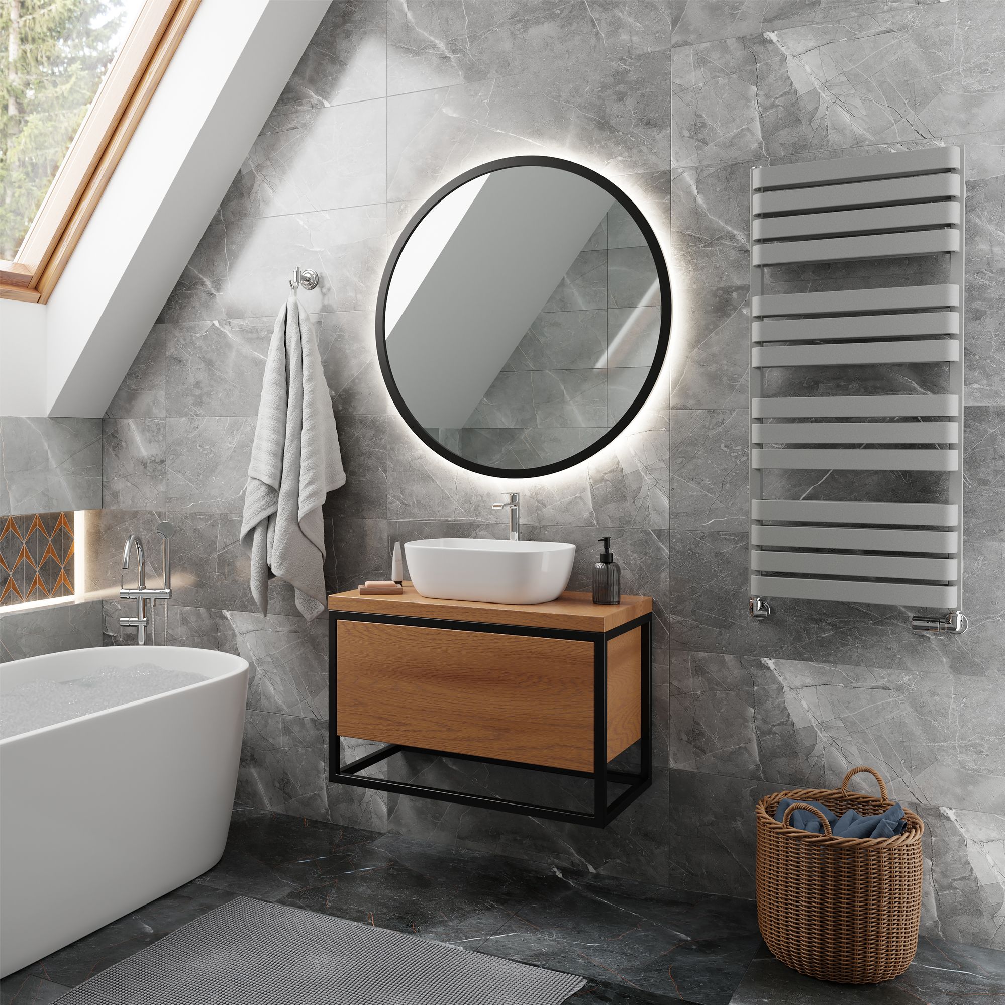 Terma Warp T Bold Grey Flat Towel warmer (W)500mm x (H)1110mm