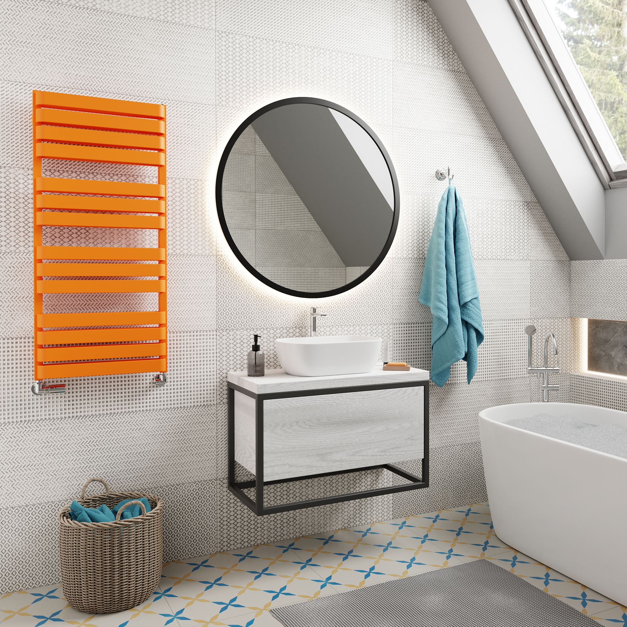 Terma Warp T Bold Orange Flat Towel warmer (W)500mm x (H)1110mm