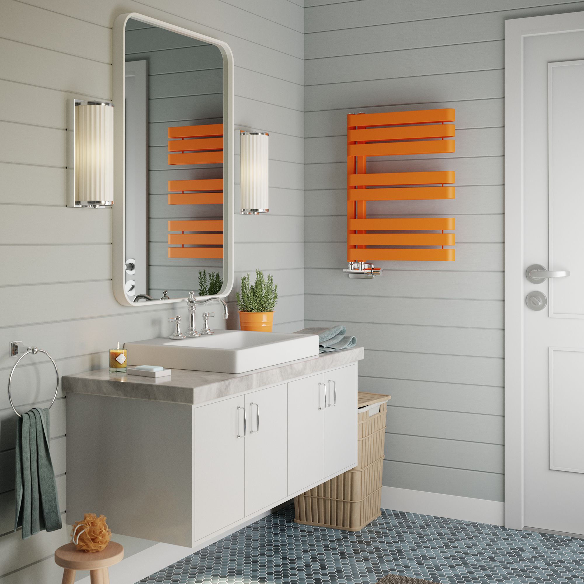 Terma Warp T Bold Orange Flat Towel warmer (W)500mm x (H)655mm