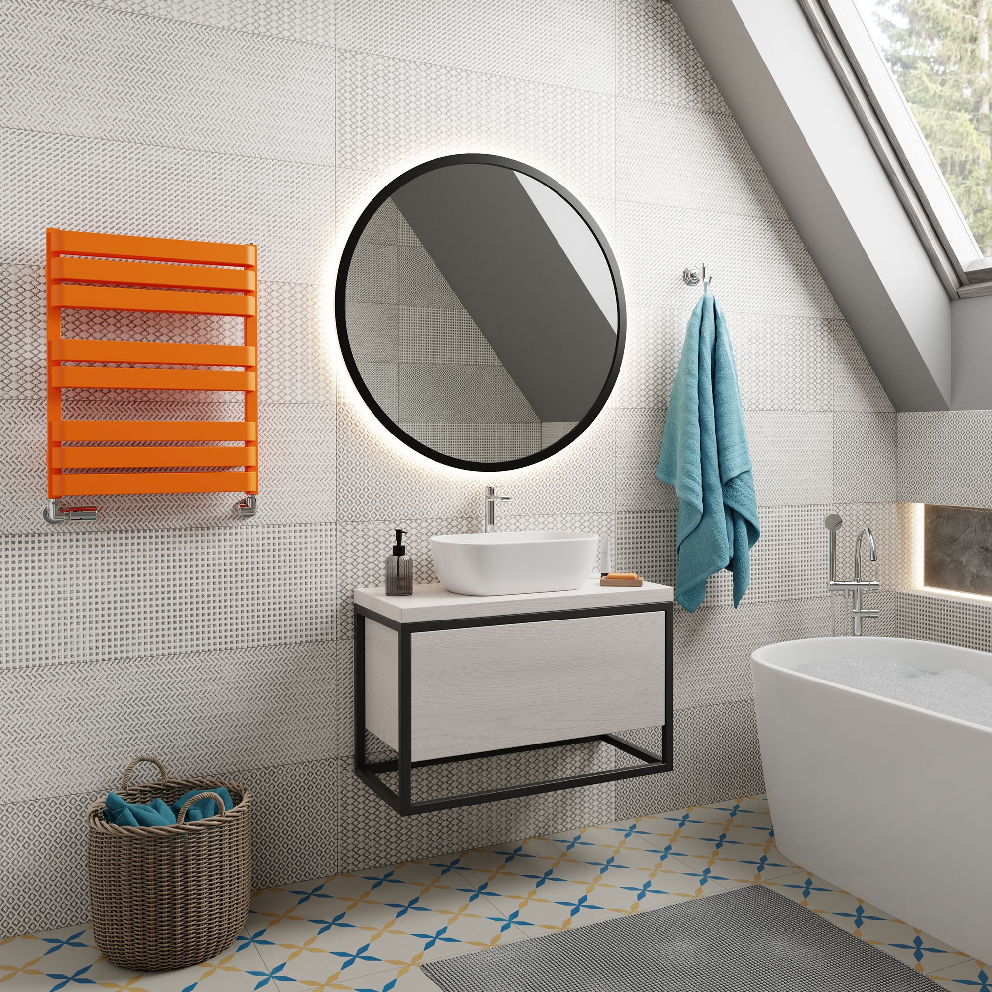 Terma Warp T Bold Orange Flat Towel warmer (W)500mm x (H)655mm