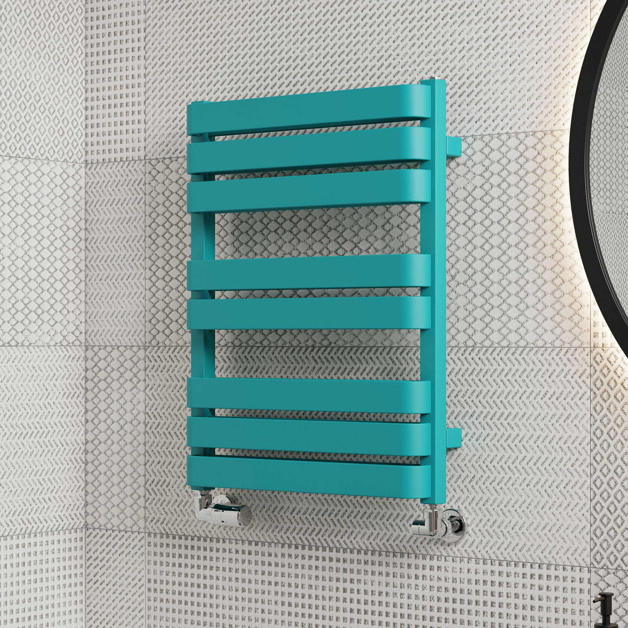 Terma Warp T Bold Teal Flat Towel warmer (W)500mm x (H)655mm