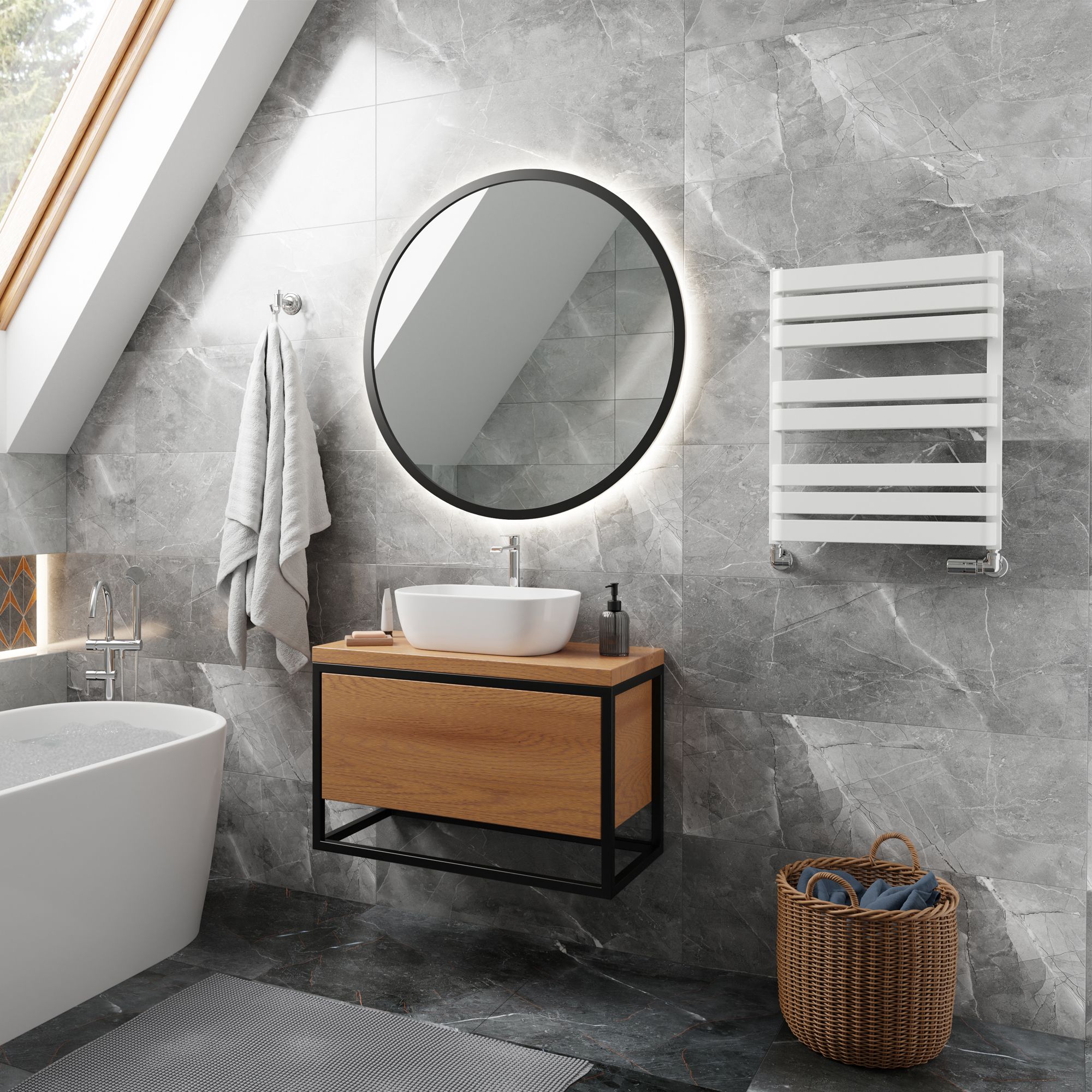 Terma Warp T Bold White Flat Towel warmer (W)500mm x (H)655mm