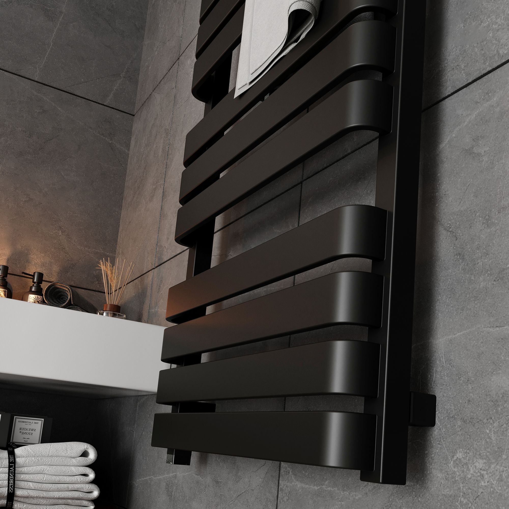 Terma Warp T One Black Flat Towel warmer (W)500mm x (H)1110mm