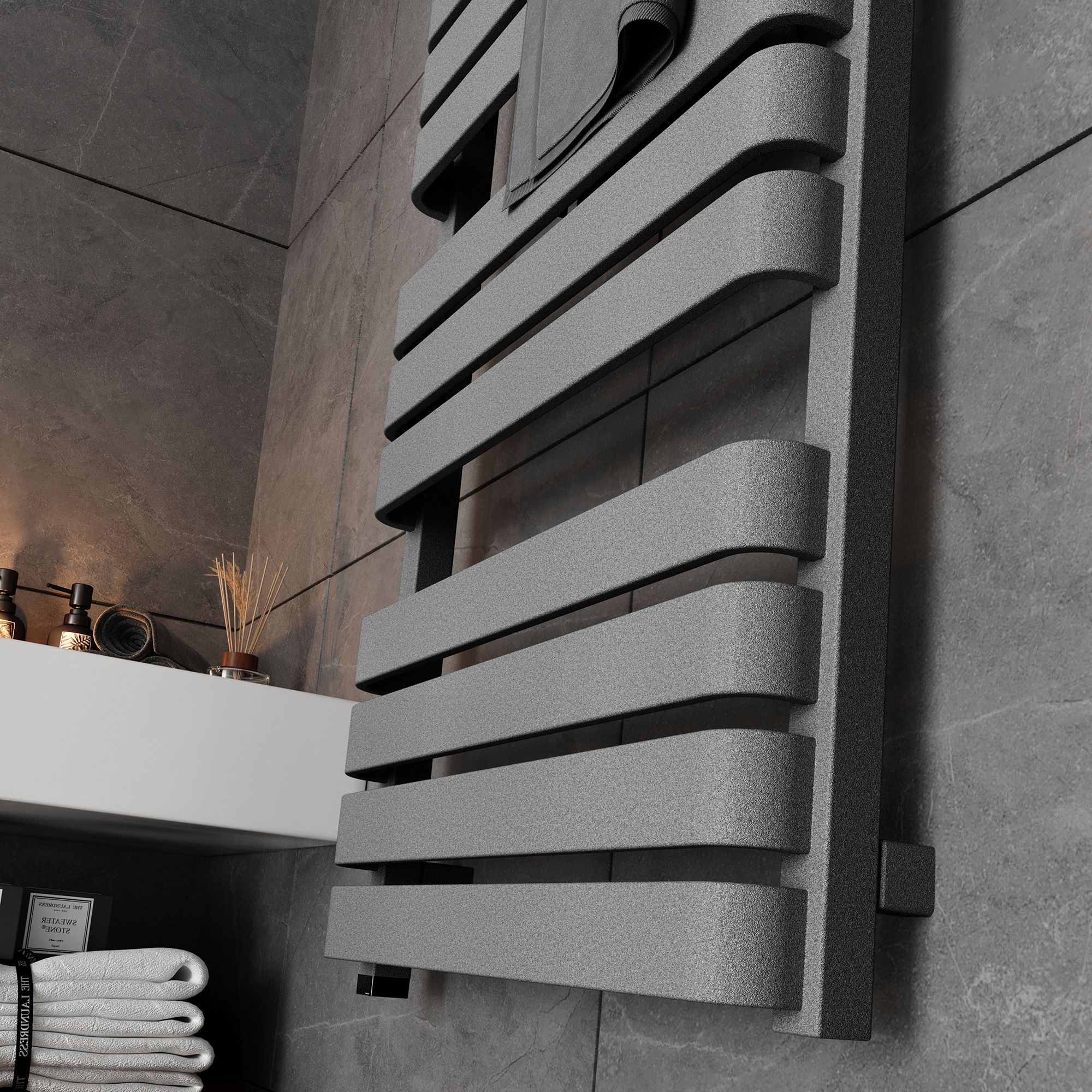 Terma Warp T One Grey Flat Towel warmer (W)500mm x (H)1110mm