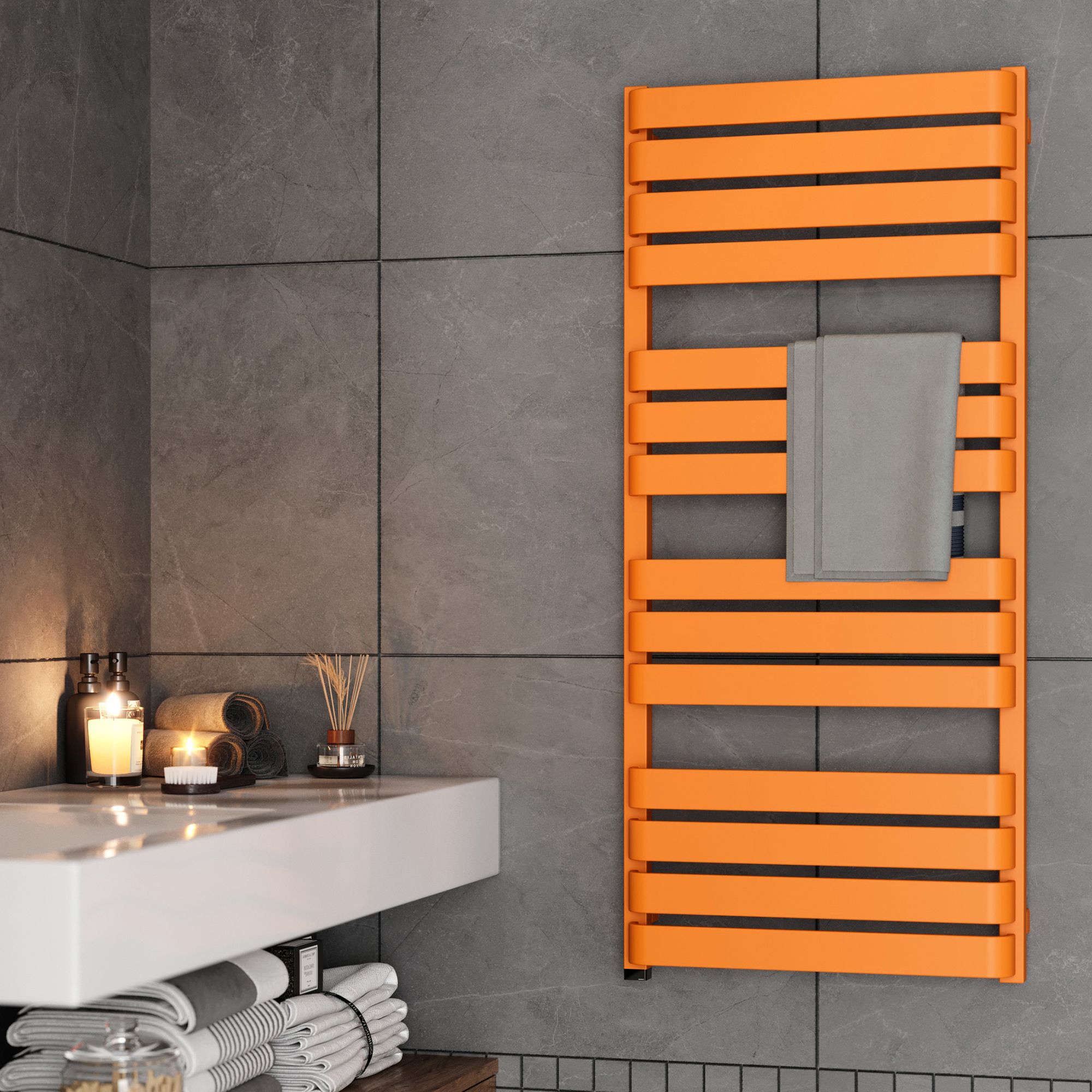 Terma Warp T One Orange Flat Towel warmer (W)500mm x (H)1110mm