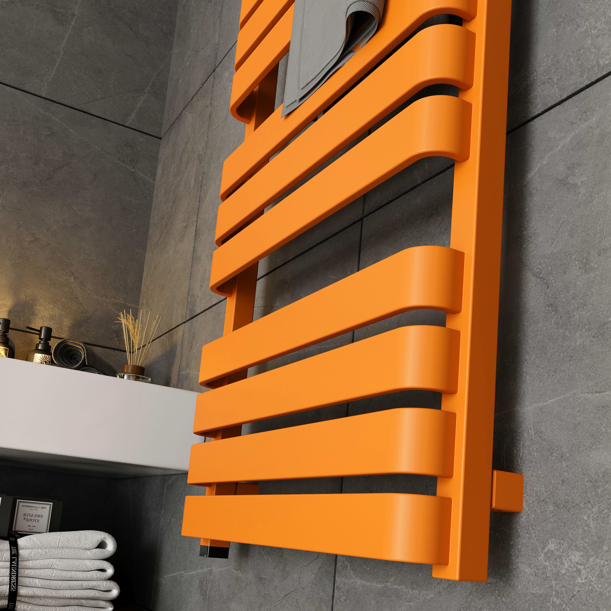 Terma Warp T One Orange Flat Towel warmer (W)500mm x (H)1110mm