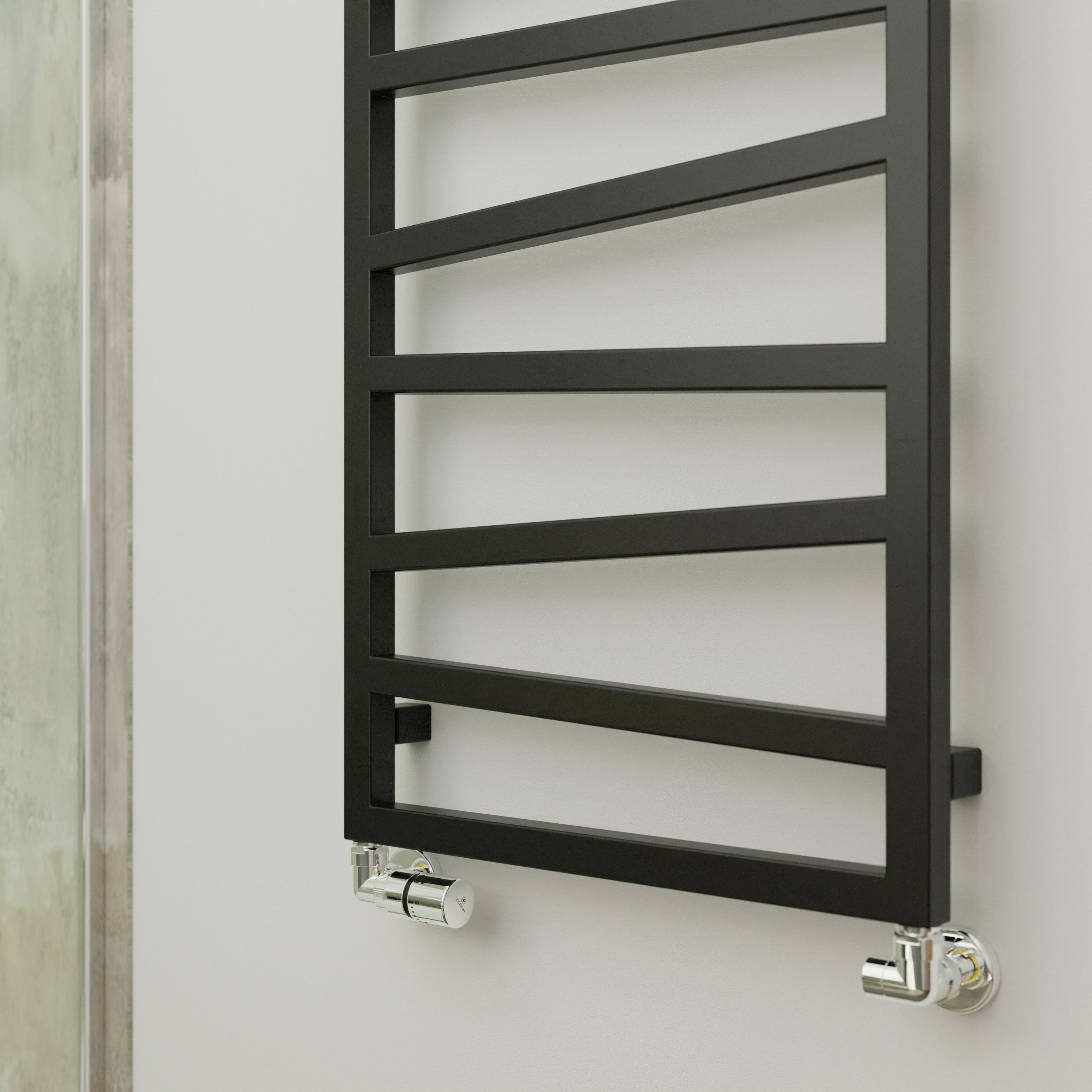 Terma Zig-Zag Black Flat Towel warmer (W)500mm x (H)1070mm