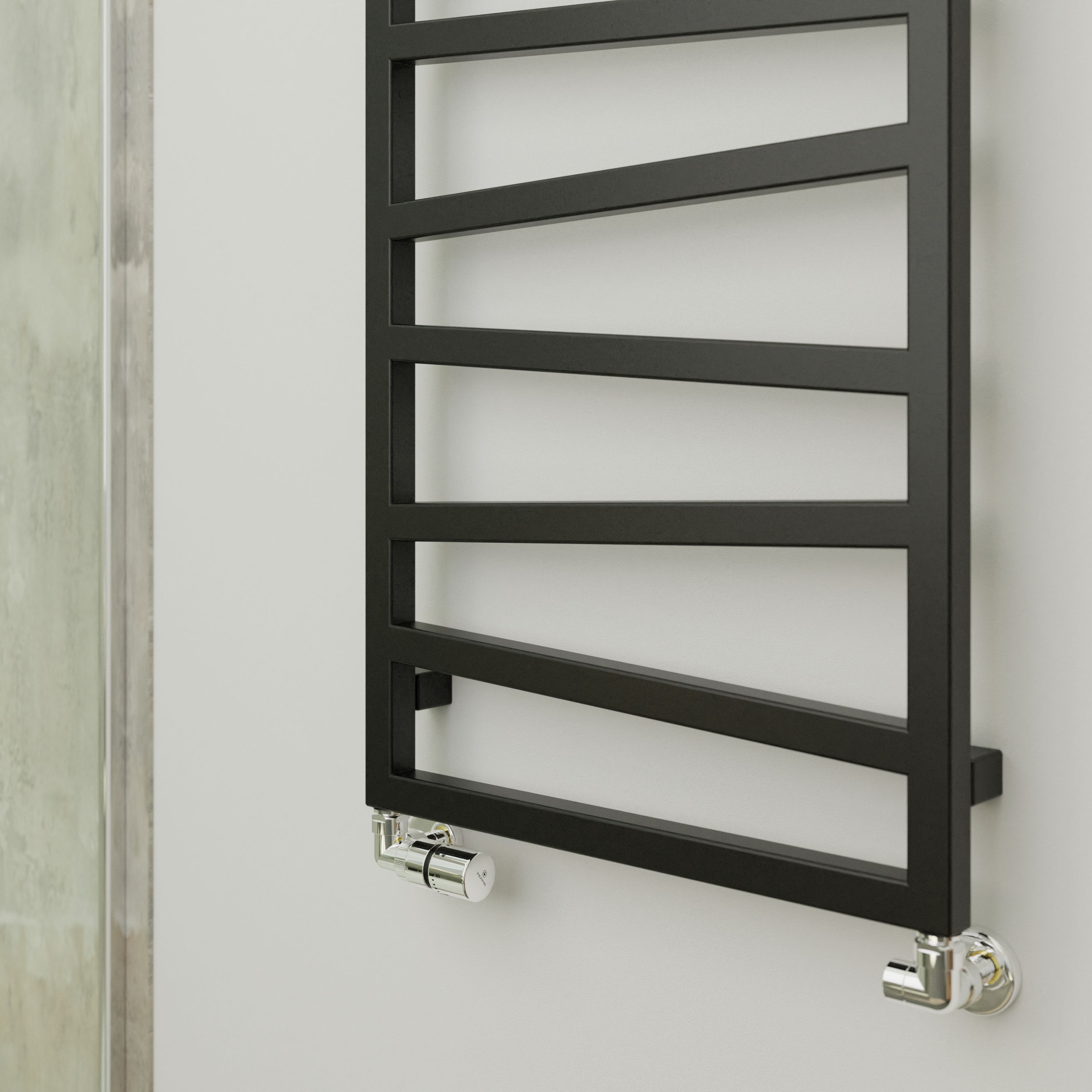 Terma Zig-Zag Black Flat Towel warmer (W)500mm x (H)835mm