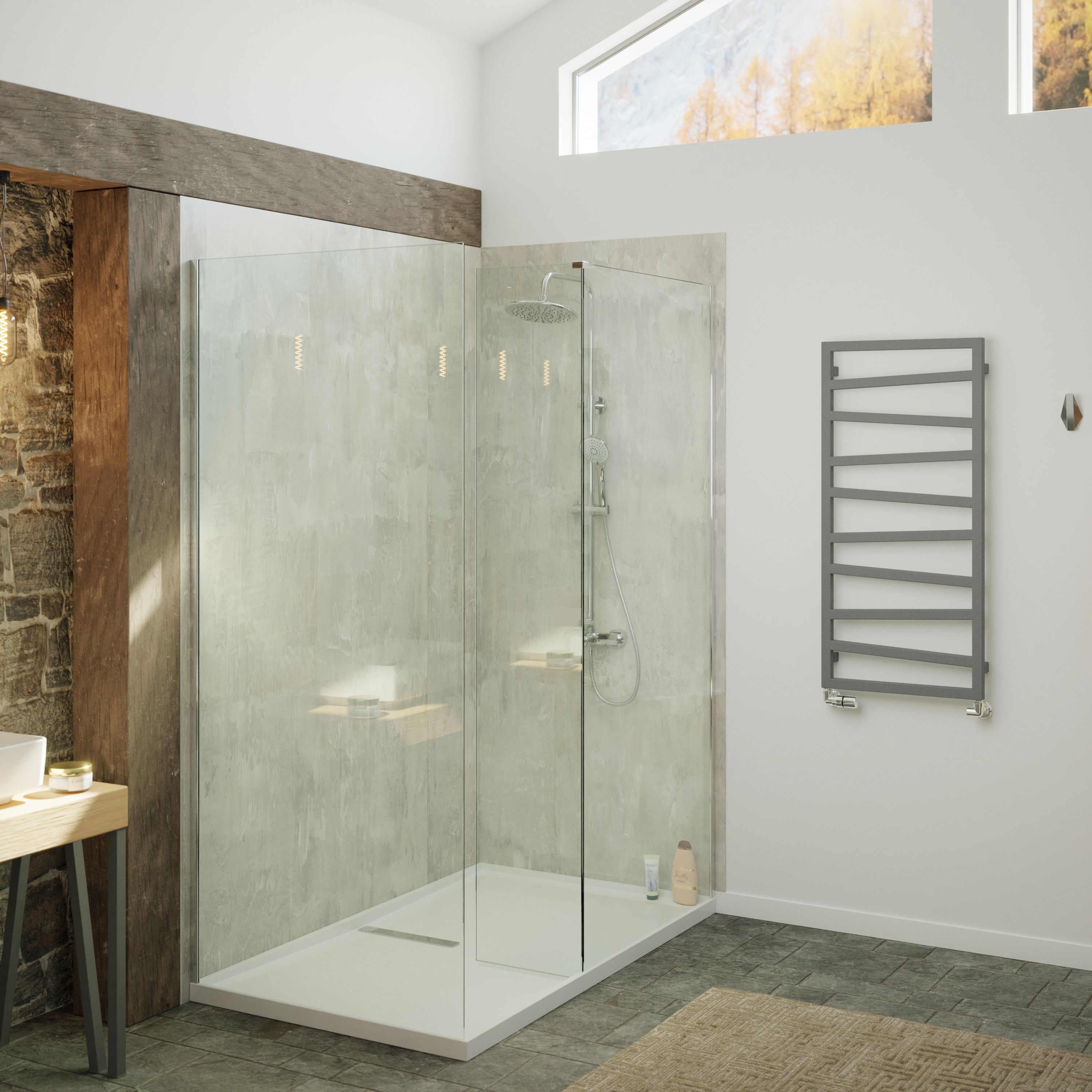 Terma Zig-Zag Grey Flat Towel warmer (W)500mm x (H)1070mm