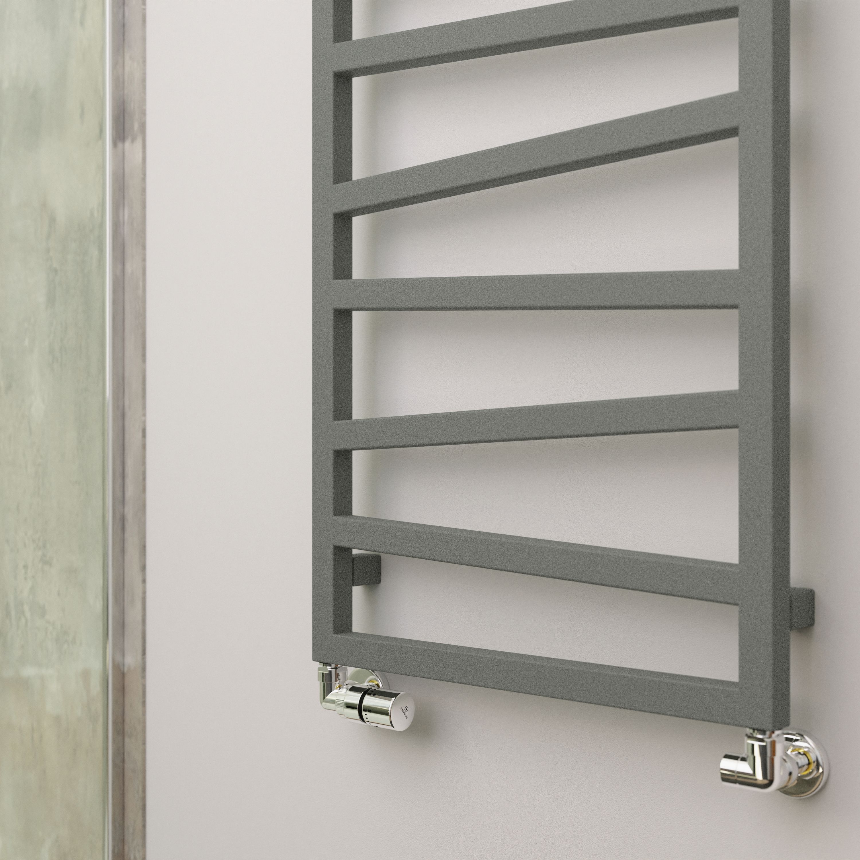 Terma Zig-Zag Grey Flat Towel warmer (W)500mm x (H)1070mm