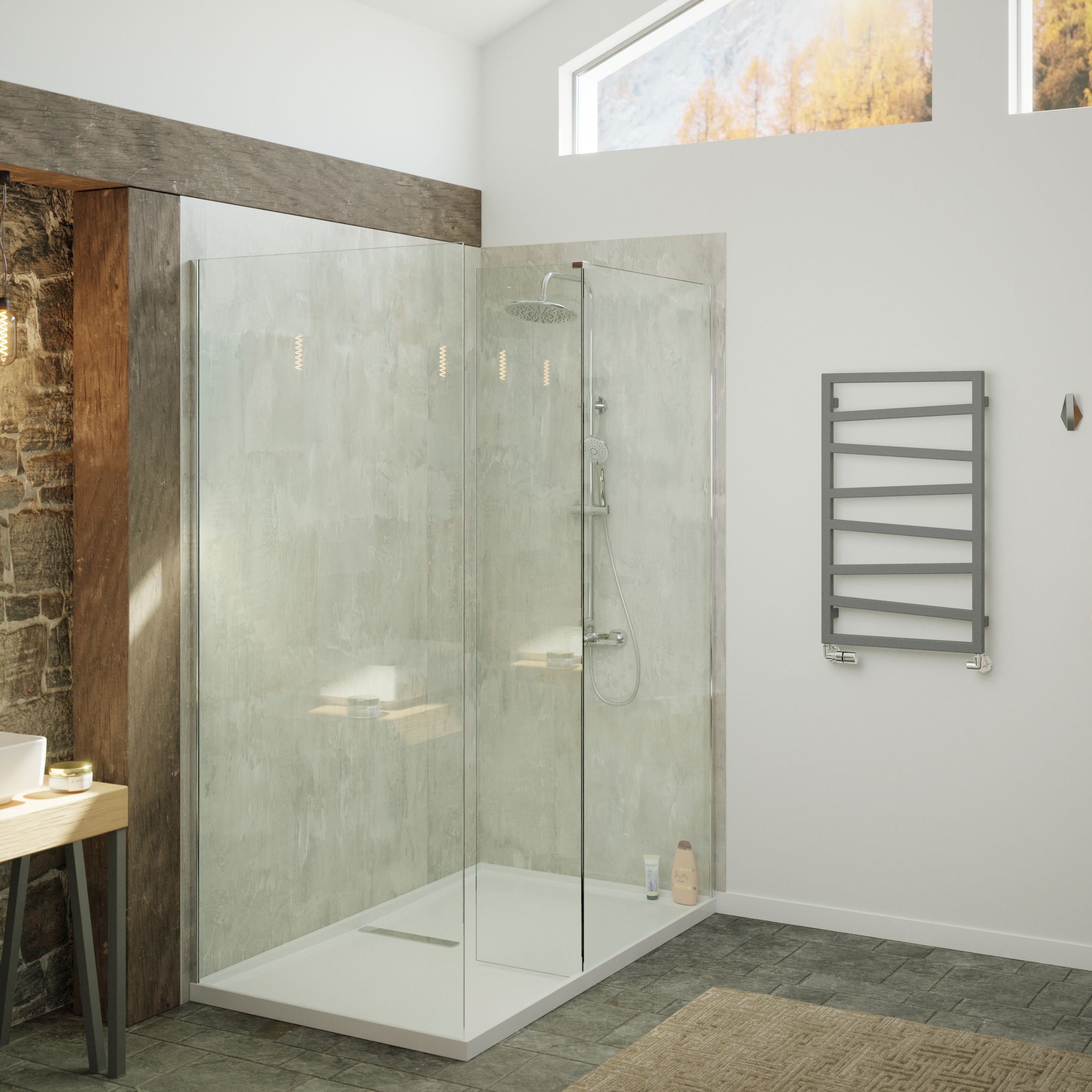Terma Zig-Zag Grey Flat Towel warmer (W)500mm x (H)835mm